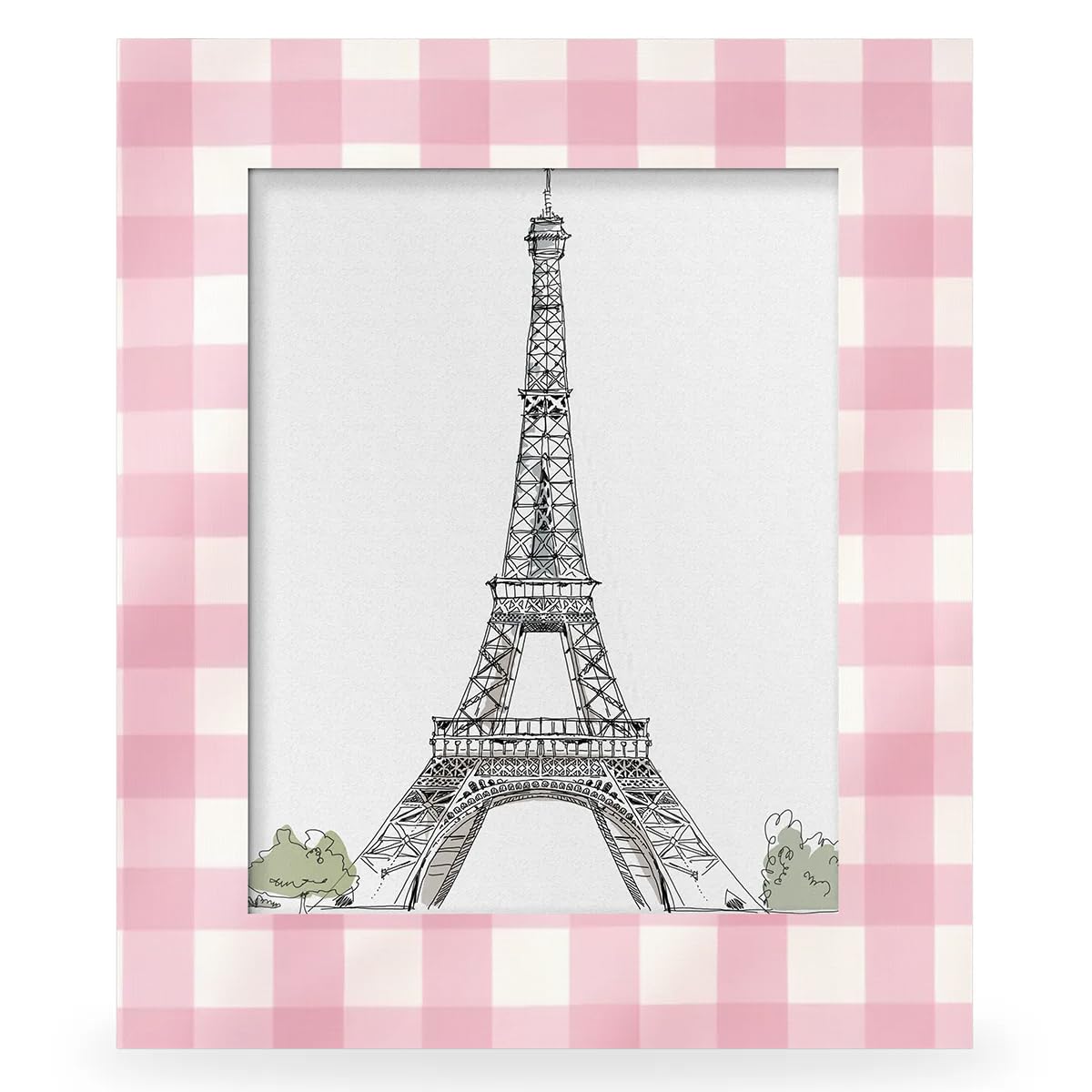 Foerrkelg Pinks and White Checker 8x10 Picture Frame Checkered 8x10 Photo Frame for Wall Hanging & Desk Decor, Bedroom Living Room Picture Frame for