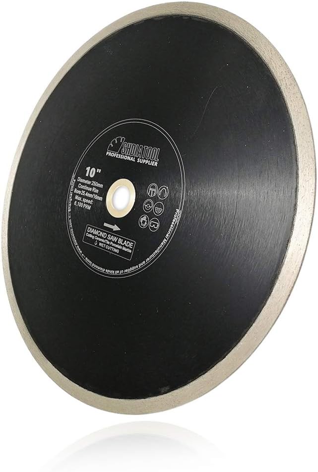 SHDIATOOL 10 Inch Ceramic Tile Saw Blade with Continue Rim Diamond Segment Wet Cutting Porcelain Granite Marble(2-Pack)