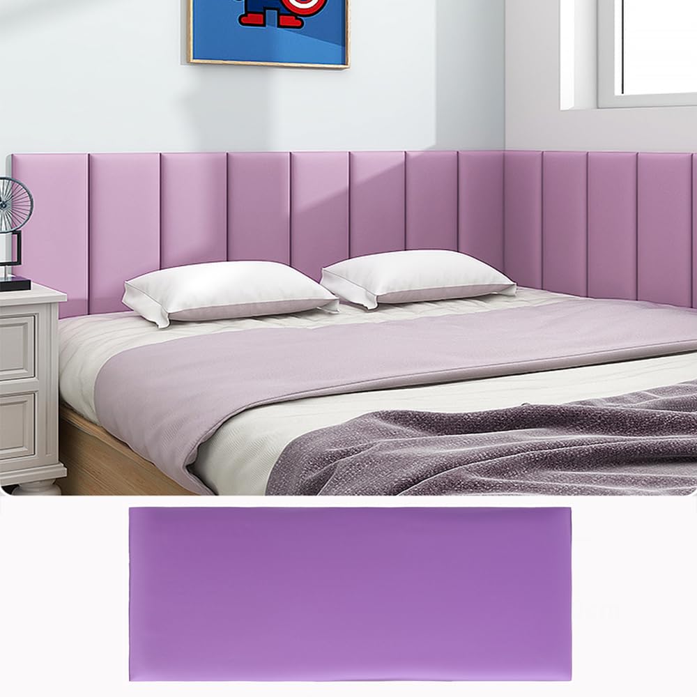 Naklejki ścienne 3D dla dzieci dekoracja antykolizyjna gruba tapicerowana zagłówek fioletowy 30 x 60 cm zestaw 5 do sypialni pokoju zabaw