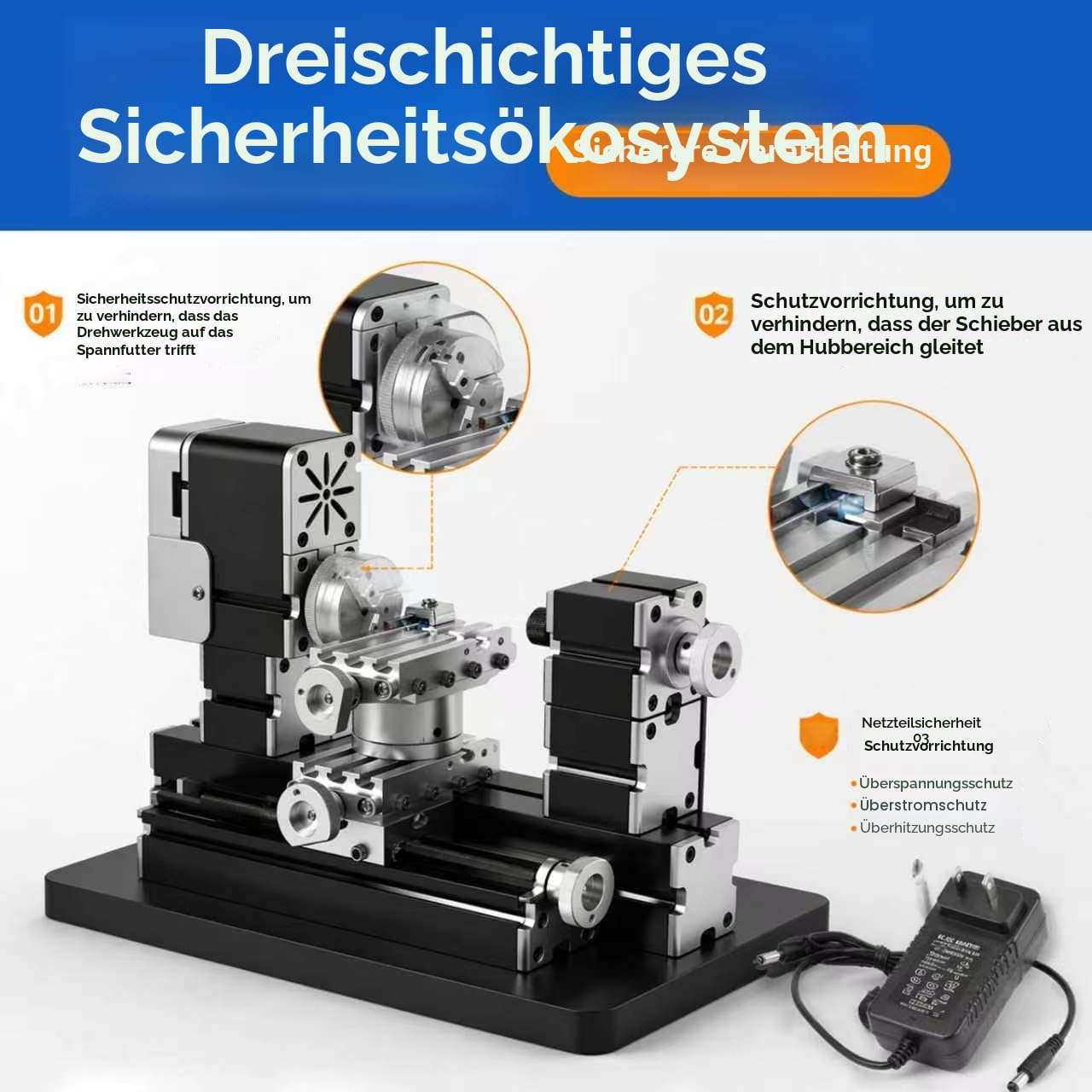 Hochleistungs-Mini-Drehmaschine, 60 W, aus Metall, Heimwerker, 4-Achsen, Drehmaschinen, Werkzeugmaschinen mit Sockel, 12000 U/min, für Holz, Weichmetalle, Plexiglas, Kunststoff