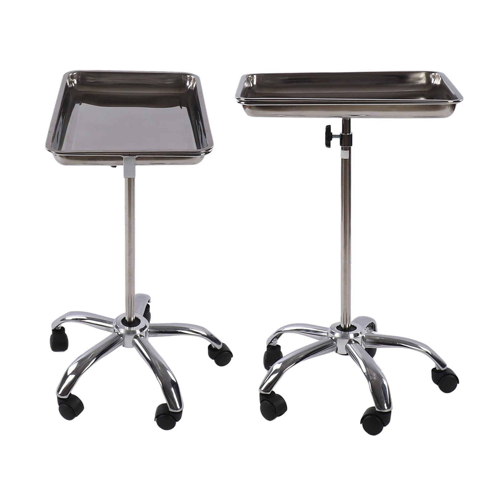 Medizinisches Tablett, Salontablett mit Rädern, Höhenverstellbar, Edelstahl, Glatte Oberfläche für Salons, Studios, Geschäfte, Zahnärzte