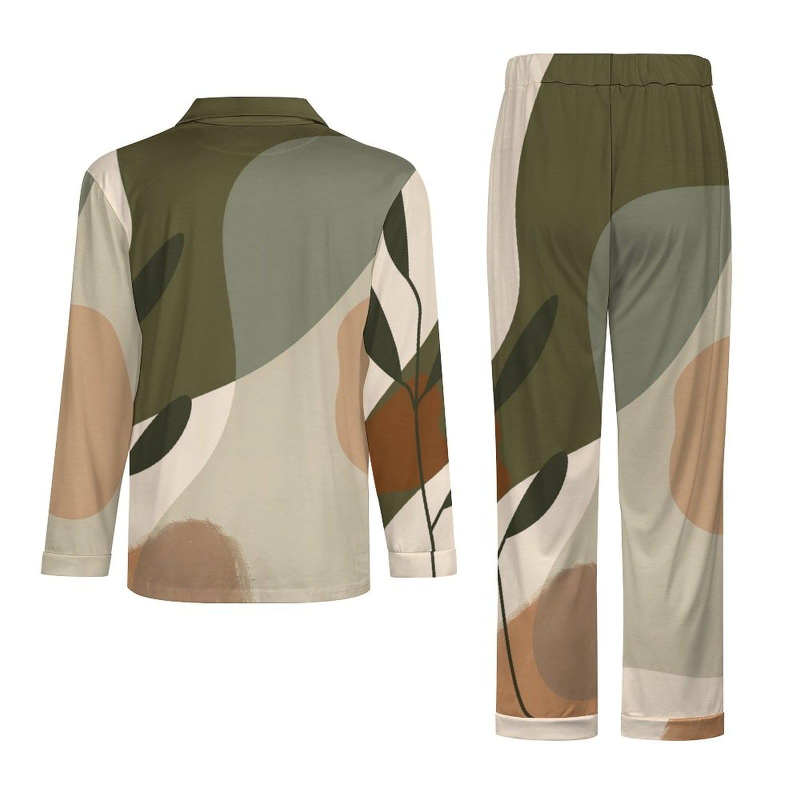 OLEETS Completo Pigiama da Uomo - Modelli Astratti Pigiama Invernale Pantaloni Top Caldo Autunnale Traspirante Morbido 2 Pezzi Casual Ampio