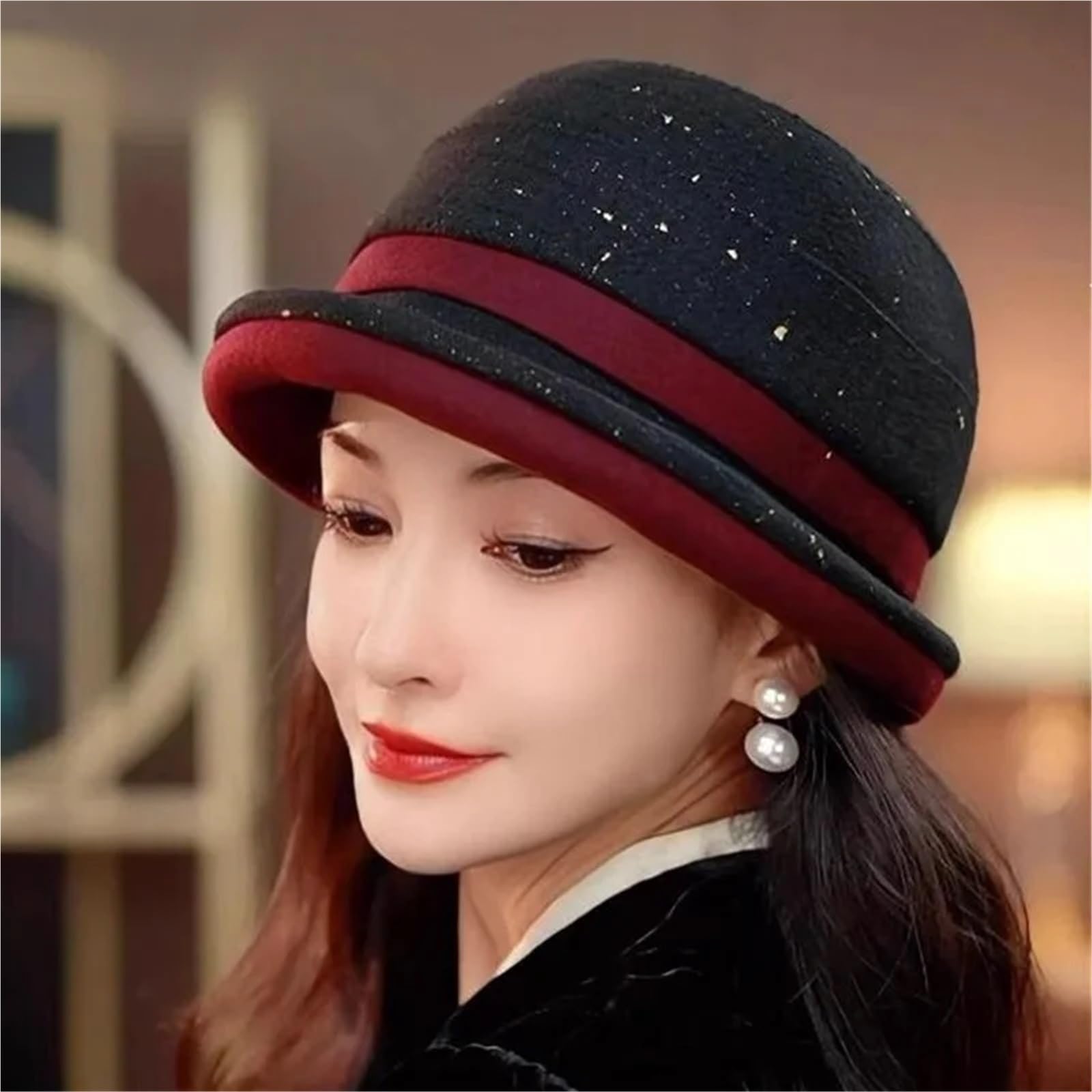 Cappelli a secchiello moda invernale Cappello a cloche in feltro donna Fedora in lana da Cappello stile bombetta