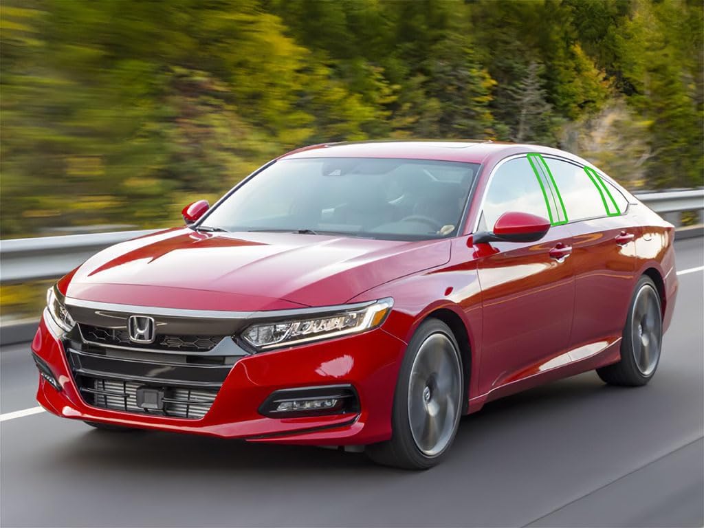 Rvinyl Pillar Post Pre Cut Window Trim Kits in Gloss Black Compatible with Honda Accord 2023-2024 - Adhesive Backs