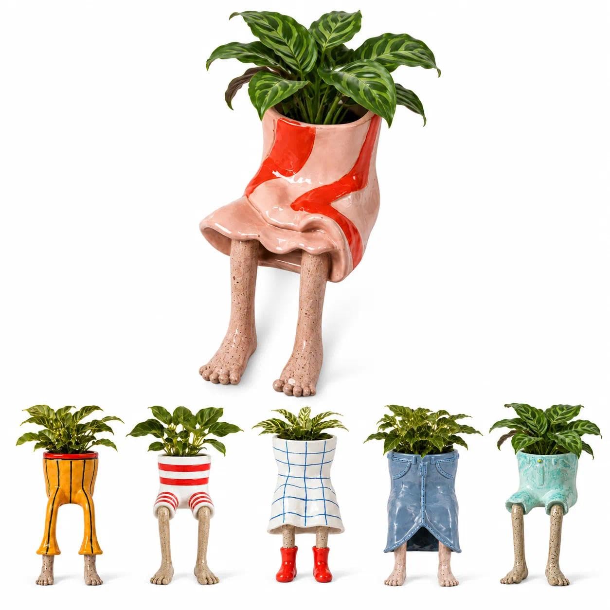 Artlyxo Funny Plant Pots, Leggy Pot Resin Planter