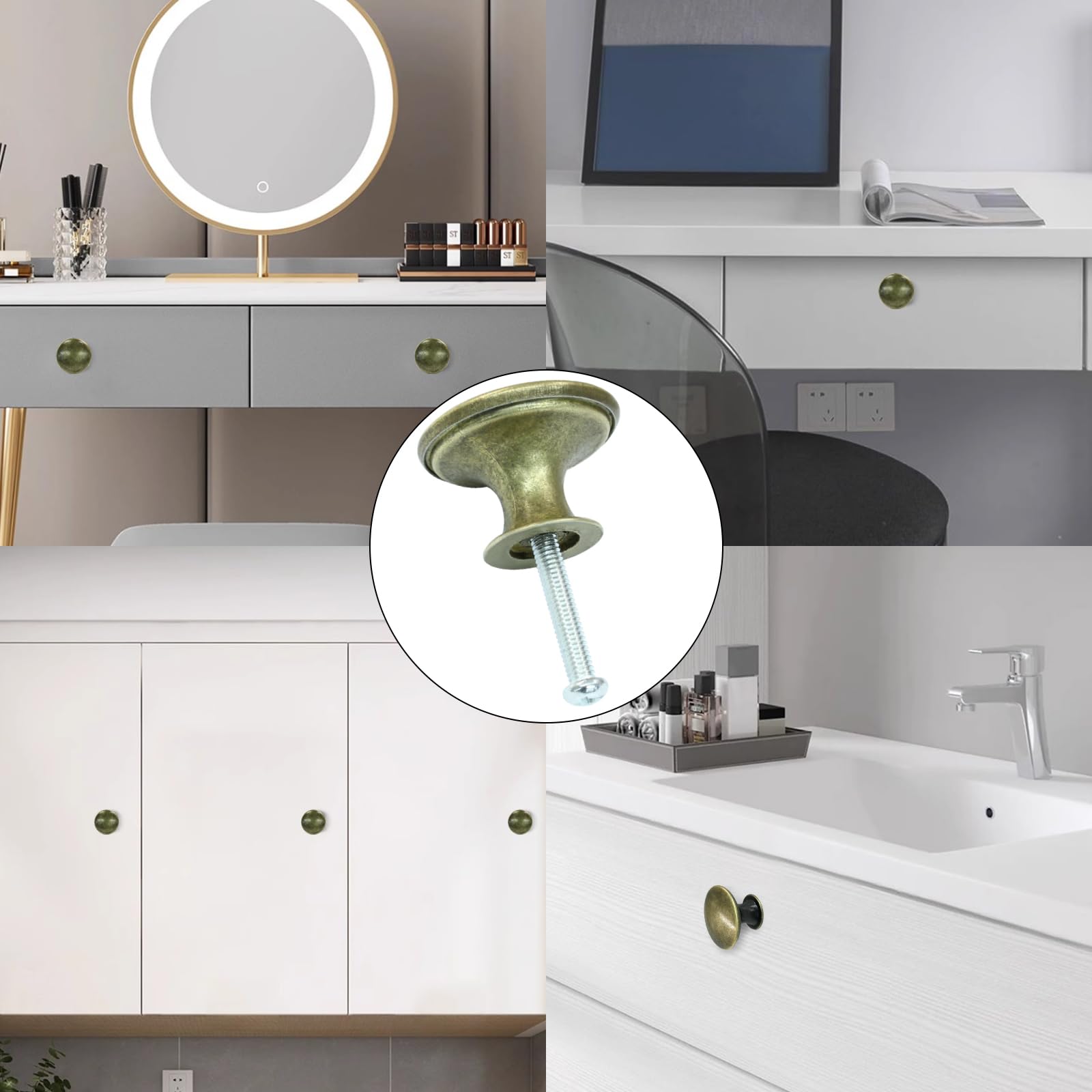 Cjueiom 24Pcs Kitchen Cabinet Knobs, Antique Brass Door Knobs - Image 4