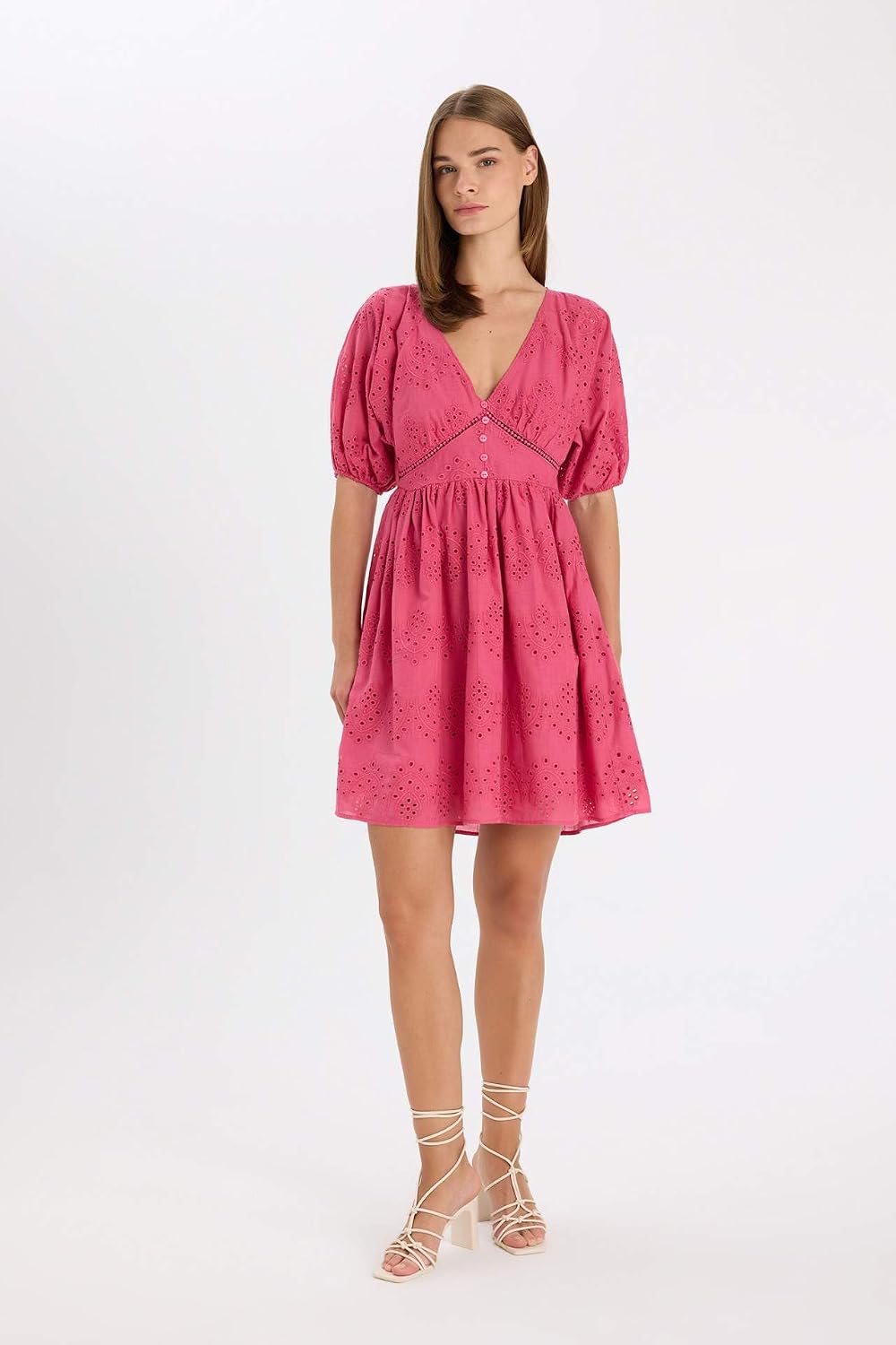 DeFacto Babydoll Vual Brode Mini Elbise, D4402AXPN184