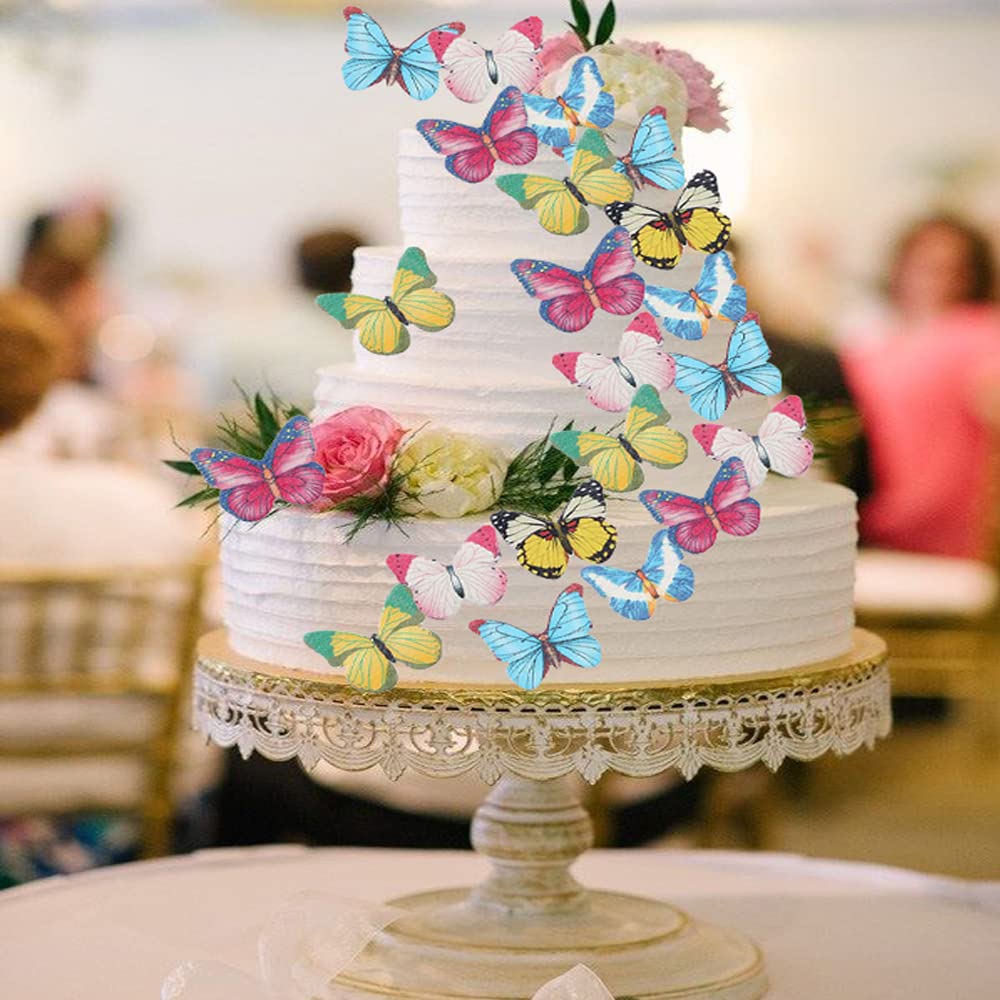 52 Decoraciones Comestibles Para Tartas - Flores Y Mariposas De Papel De Arroz, Diseño 3D, Ideales Para Cupcakes, Bodas, Cumpleaños Y Baby Showers