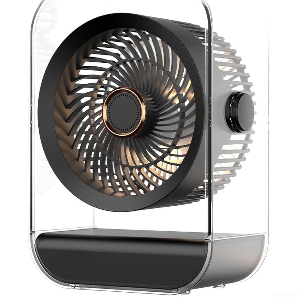 Ventilateur USB portable avec batterie 1200 mAh et lumière LED noir