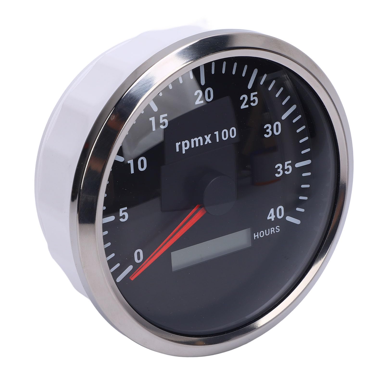 Generic Tachymètre Marin Multifonctionnel de 110mm, Jauge de 4000 Tr/min avec Compteur Horaire pour Voiture Camion Bateau RV, Rétro-éclairage 7 Couleurs, DC 9-32V (Cadran noir lunette argentée CXA005)