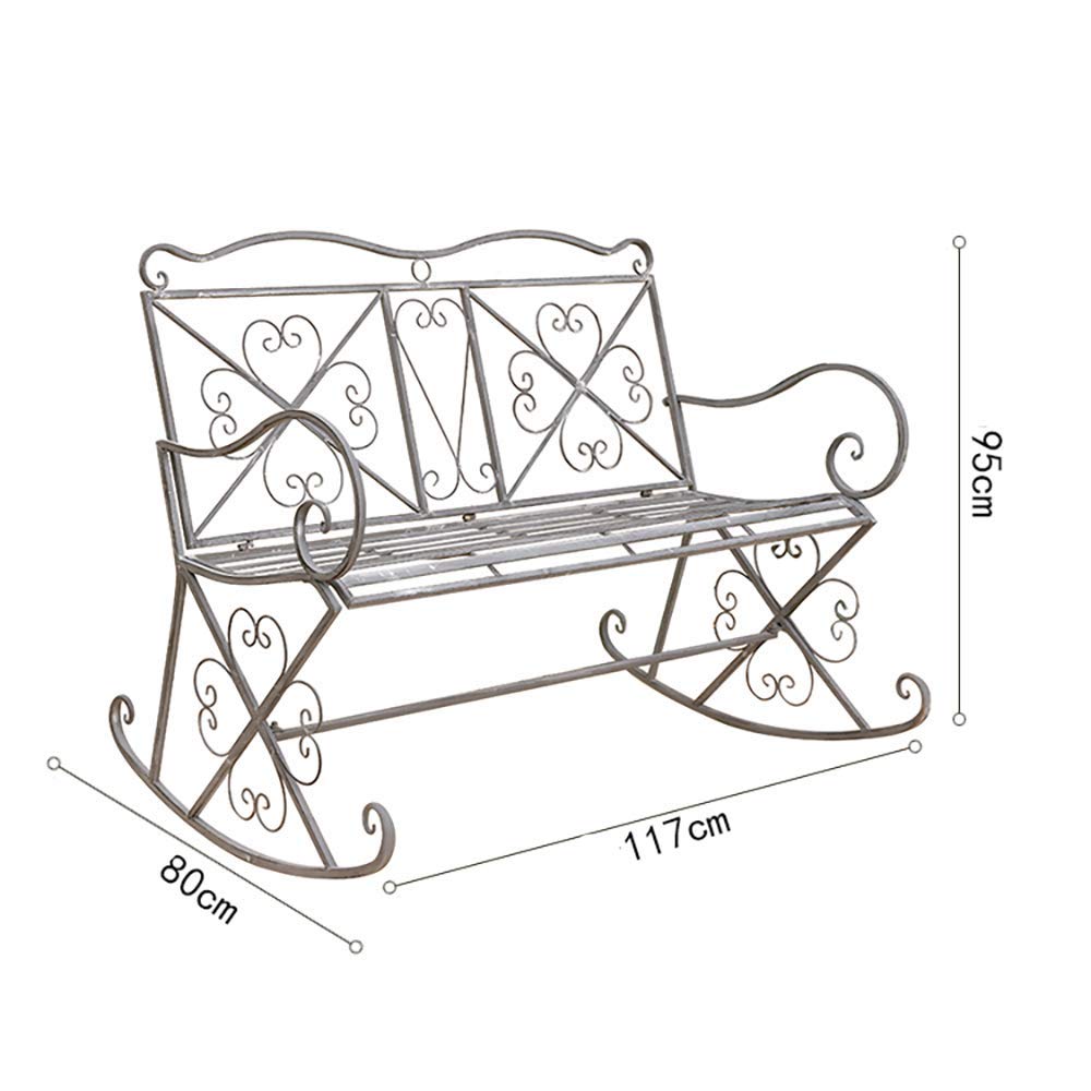 Ge, panca a dondolo da giardino in metallo, design a doppia cavità, elegante altalena da balcone per cortile e patio, mobili da esterno durevoli per il relax