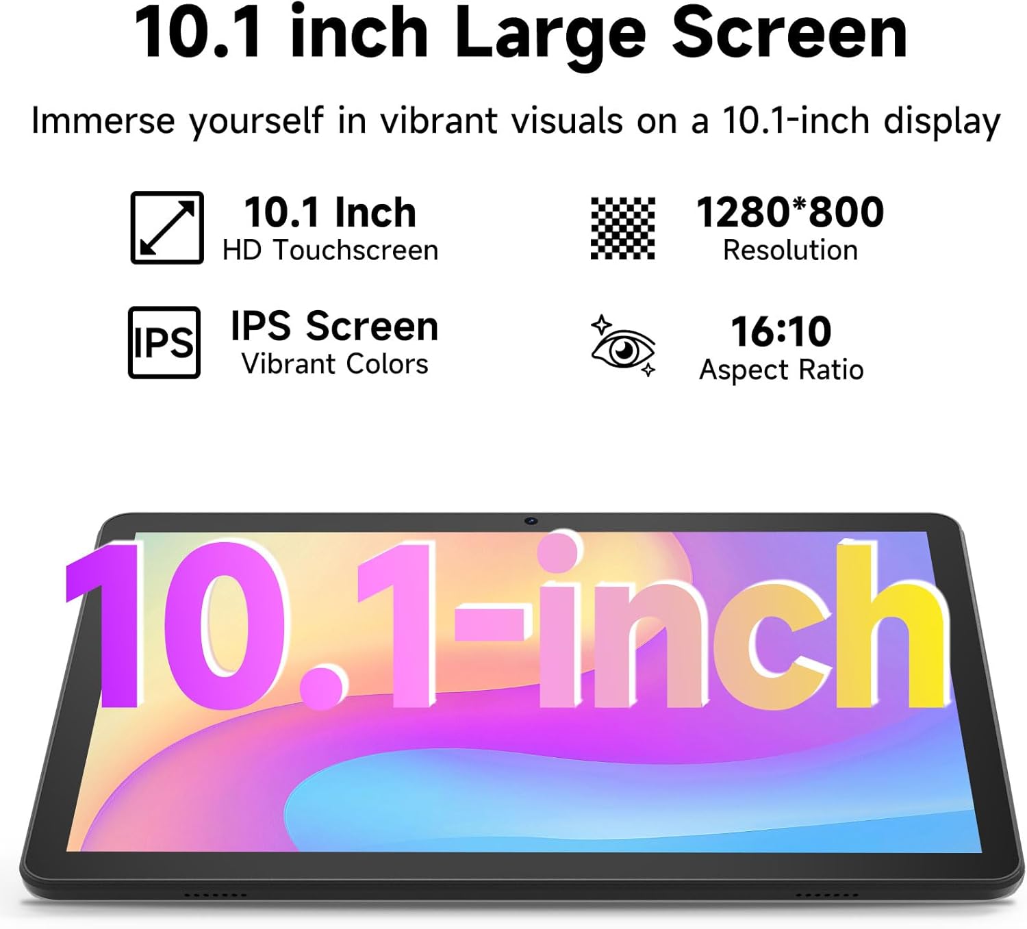 10 Inch Tablet Android 15 Tablets with Case 4+16GB RAM+128GB ROM, 6000mah Battery 10 in Android Tableta, 2MP+8MP Dual Camera 10.1'' IPS HD Touch Screen Tab (Black+Keyboard)