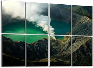 Art Acoustic Panels Self Adhesive top view inside volcano erupting Java island Indonesia 8 Packs Decorative Soundproof Wall Panels Large Sound Absorbing Panels for Home Office 48"x32"