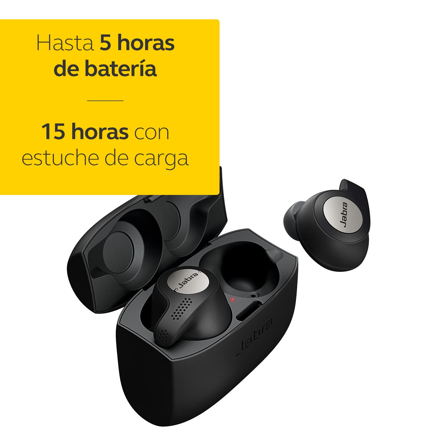 Jabra Elite Active 65t, Auriculares Deportivos Bluetooth con Cancelación Pasiva de Ruido y Sensor de Movimiento, Auténticas Llamadas Inalámbricas y Música, Negro Titanio