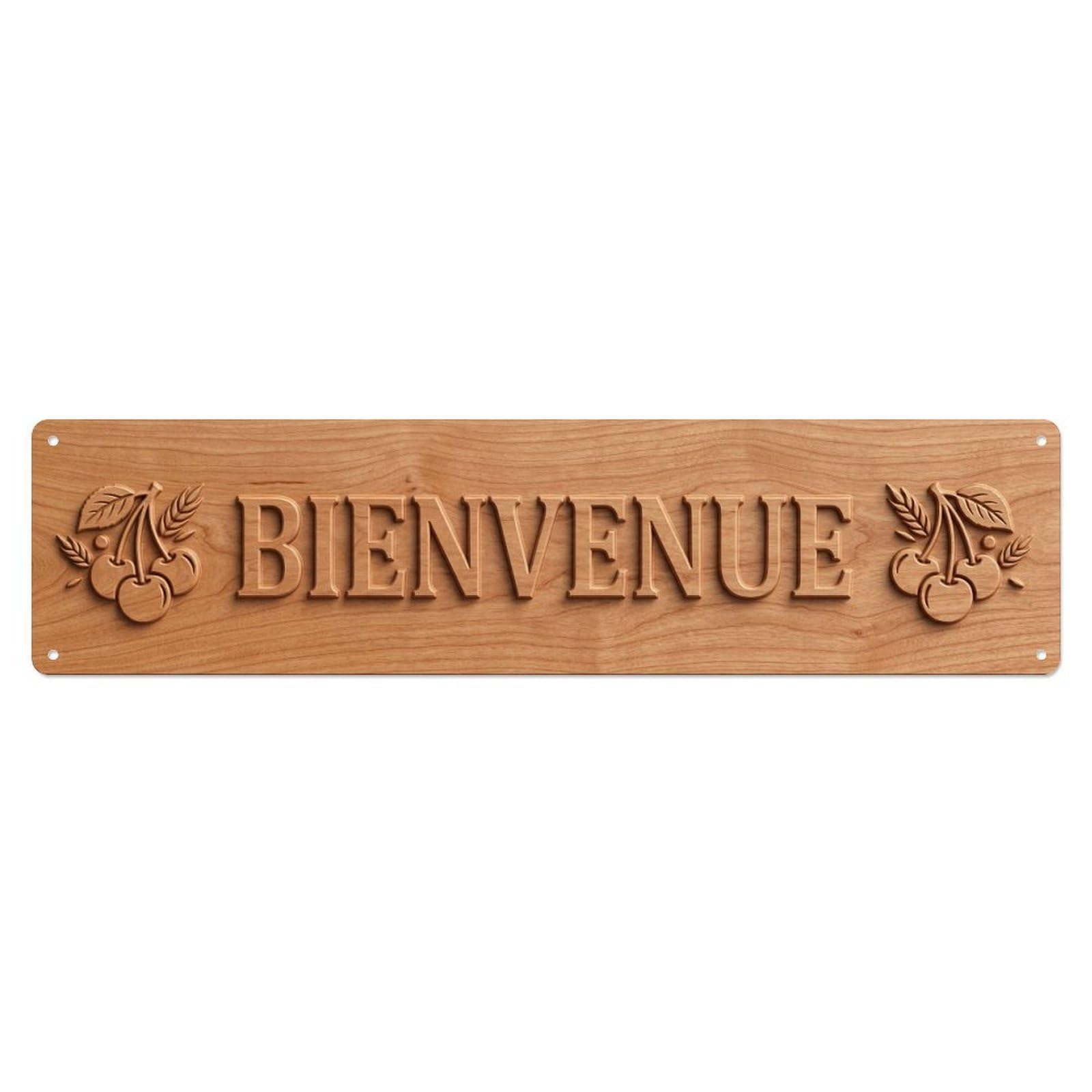 Cherry Wood Light Red Grain Welcome Metal Tin Skinny Sign Plaque Wall Decor for Cafe, Club Bar, Office, Home Garden Metal Poster 4x16Inch