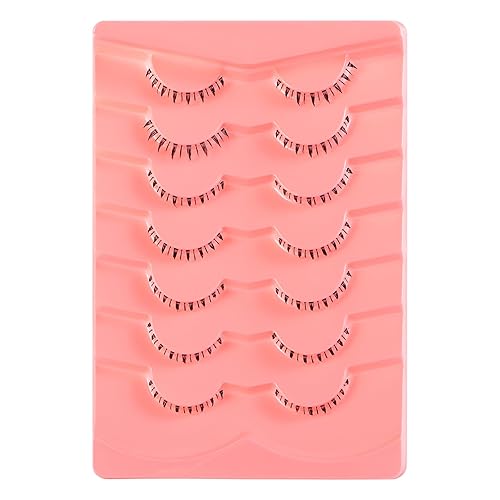 Miniatura 7 de outopen 7 pares de pestañas inferiores con banda transparente, aspecto natural, estilo manga japonés, con pinchos, anime, pestañas inferiores