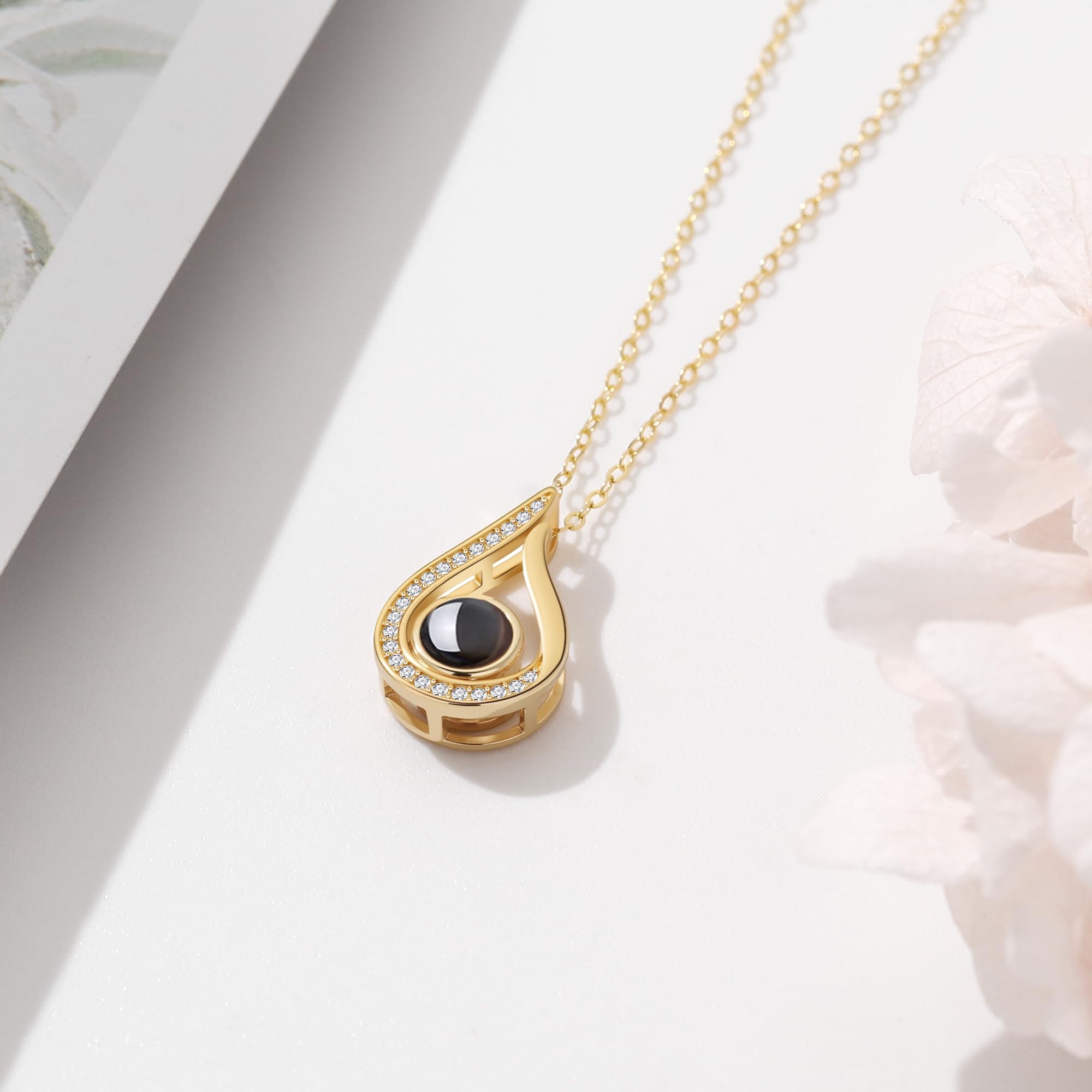 Collar con foto de plata esterlina – Collar de proyección de imagen personalizado – Regalo de collar personalizar con foto oculta para novia esposa madre