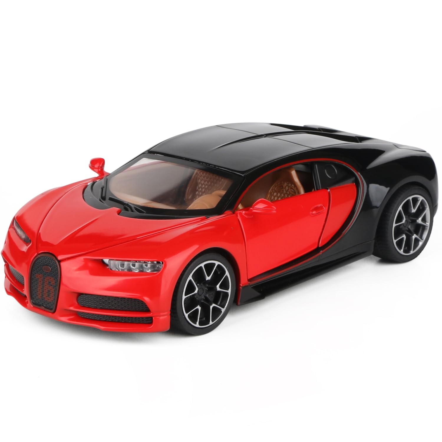 Bugatti Supercar Model Children's Alloy car Simulation car Boys Toy car Gift Jewelry Collection（red）