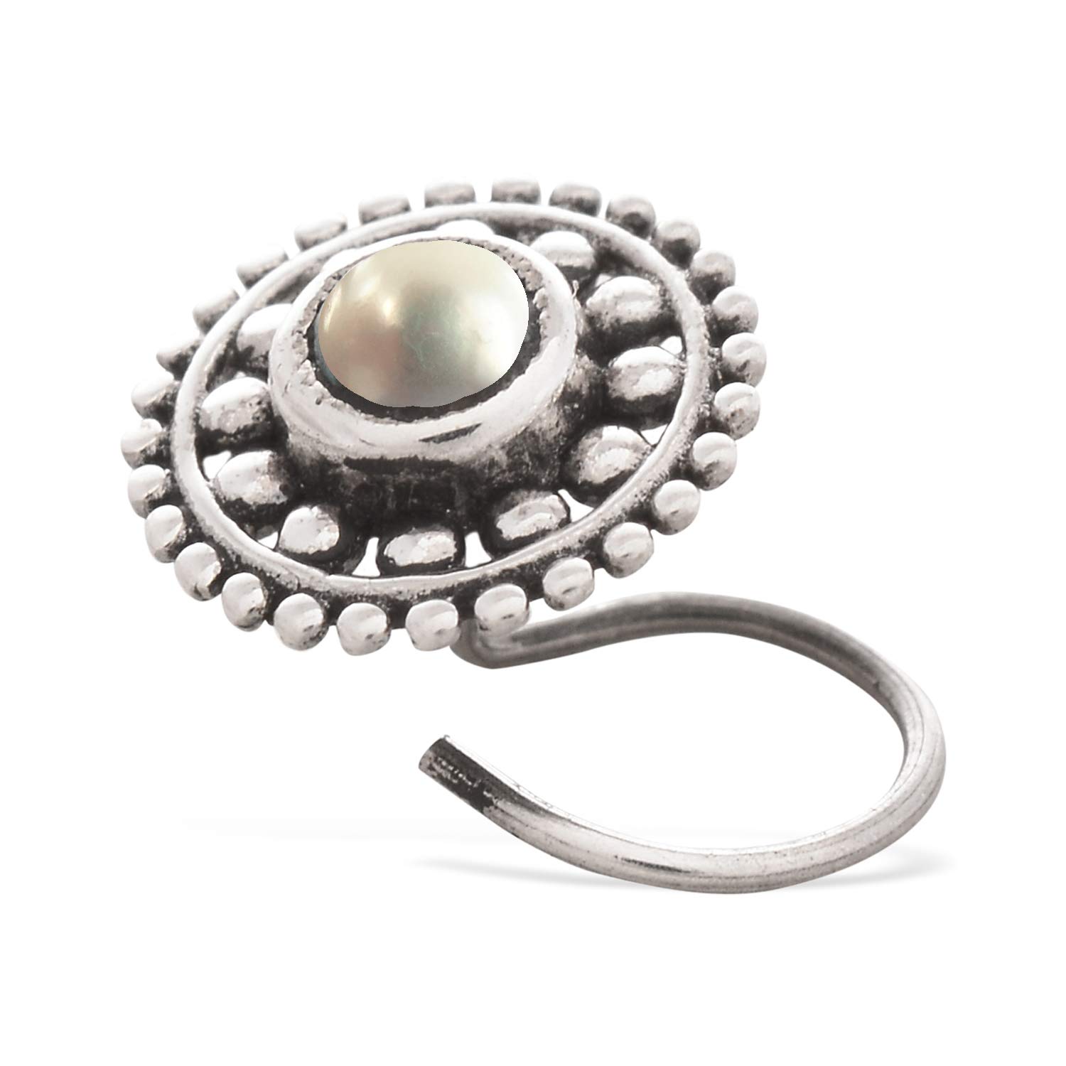 Peenzone 92.5 sterling silver pearl nose pin for women (B07NK8G68D) Amazon Price History, Amazon Price Tracker