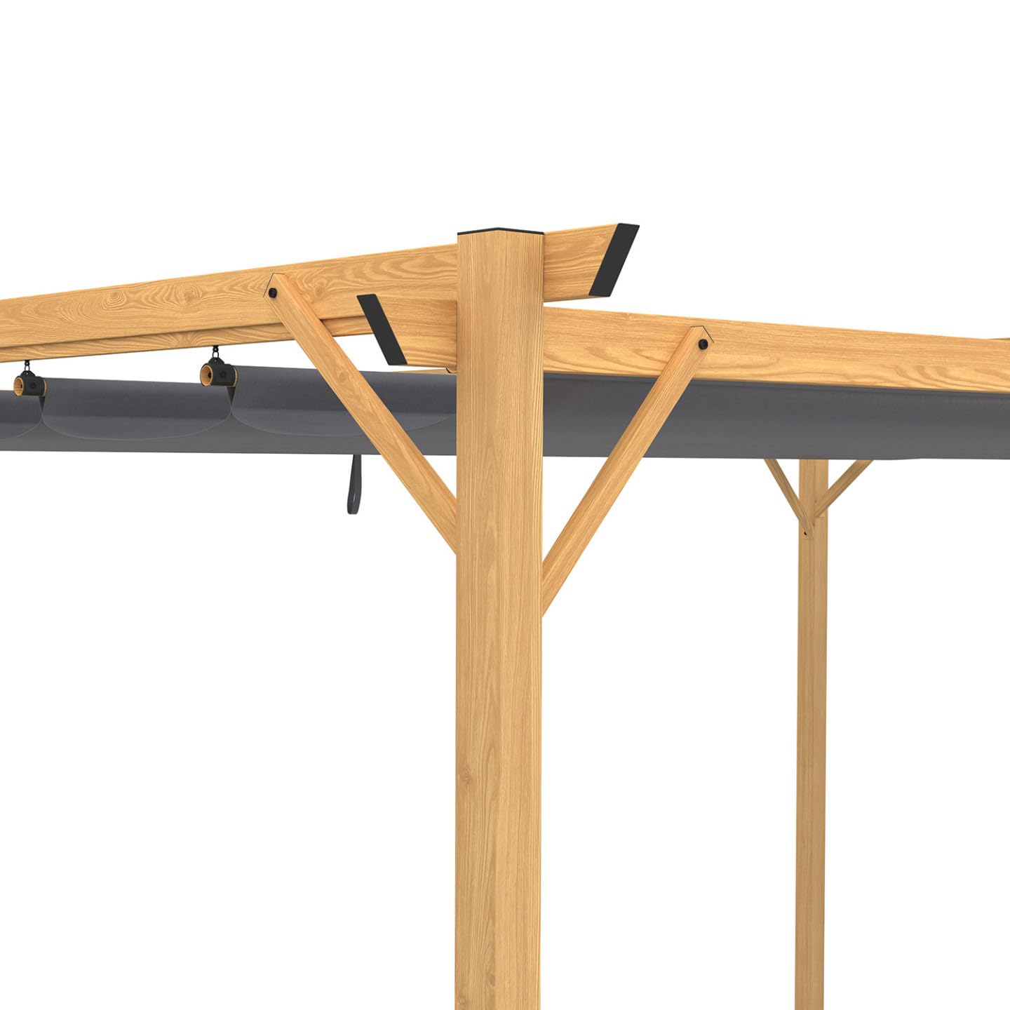 IDMarket - Pergola Toit rétractable 4 Pieds 3x4 M tonnelle Effet Bois Toile Gris Anthracite