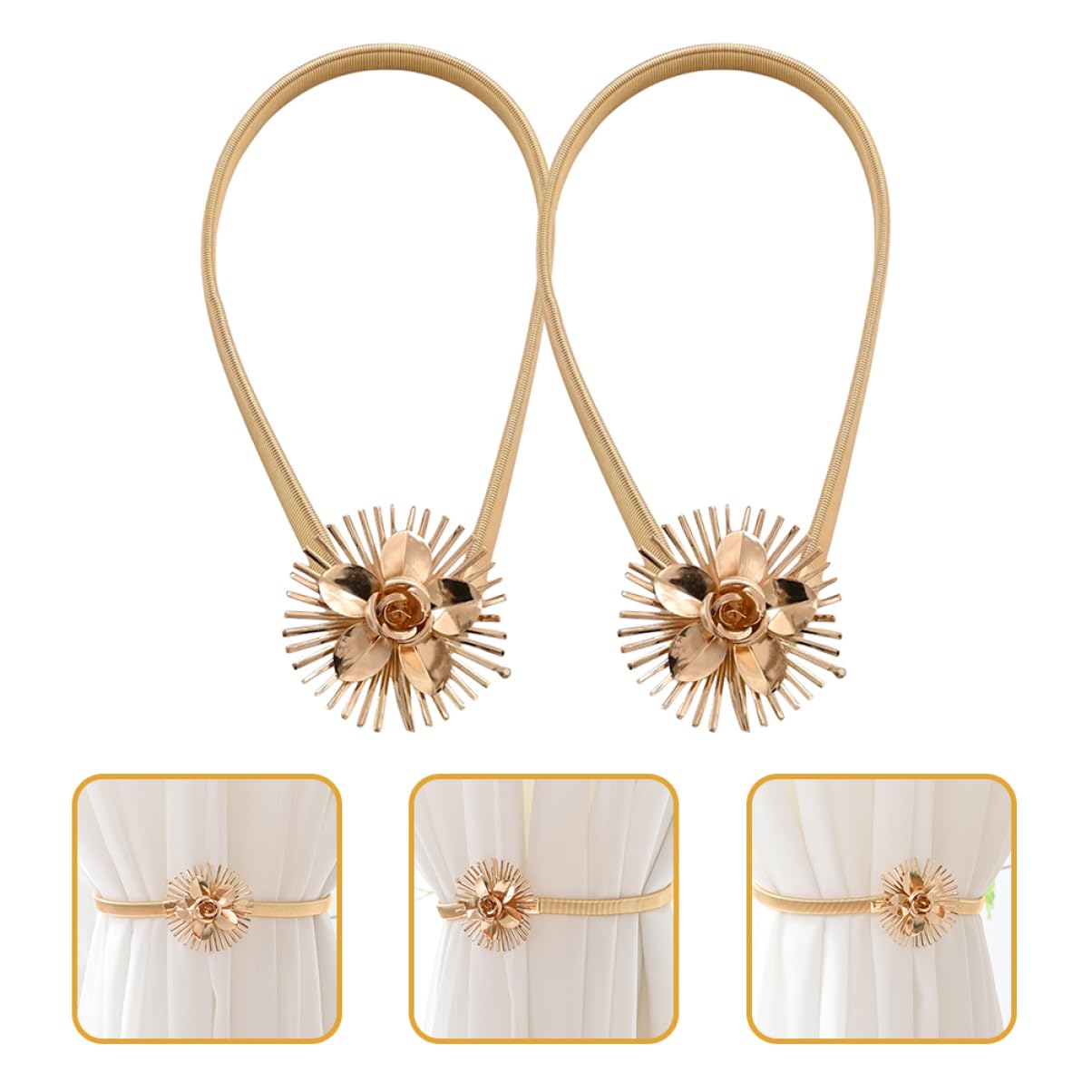 Alipis 8pezzi Fermatenda Metallo Forma di Fiore Eleganti Legatori per Tende Stile Moderno per Decorare La Casa e La Finestra Facili da Usare