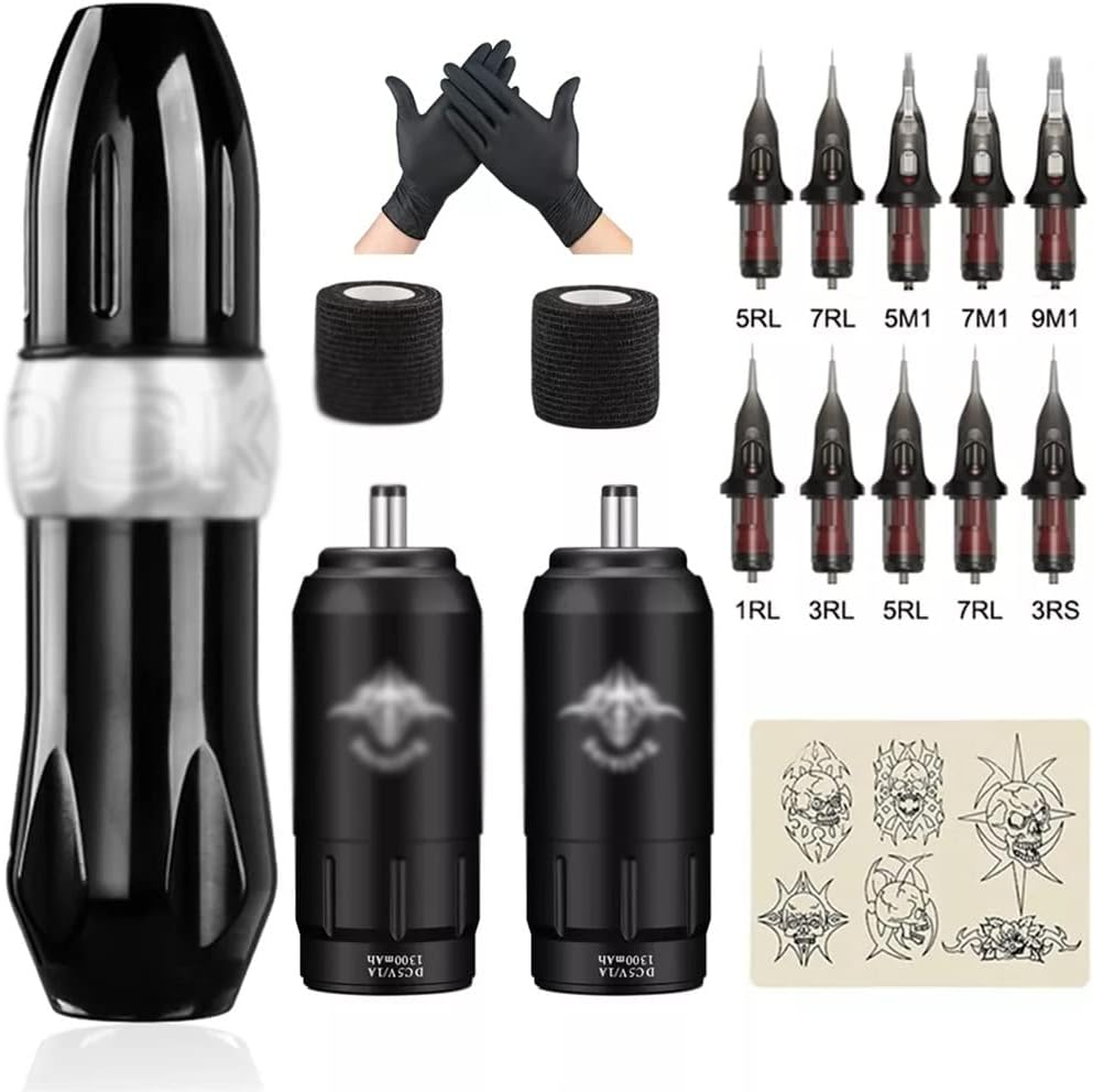 Tattoo Machines Tattoo Machine Set Rocket Rotary Tattoo Machine Kit with Interface Power Supply Cartridge Needle Tattoo Supplies(Tattoo Kit 6)