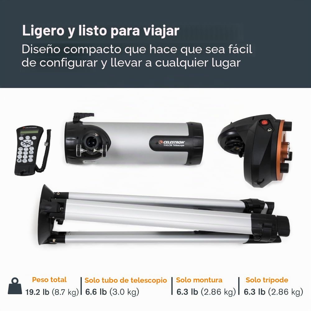 Celestron 31150 LCM 114 Series: telescopio reflector newtoniano computerizado, plata