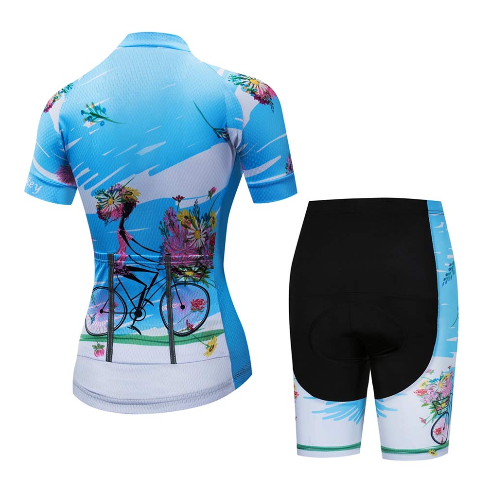 Womens Cycling Jersey Sets Sports Breathable Padded Cycling Clothing Cycling Wear Summer Green XL