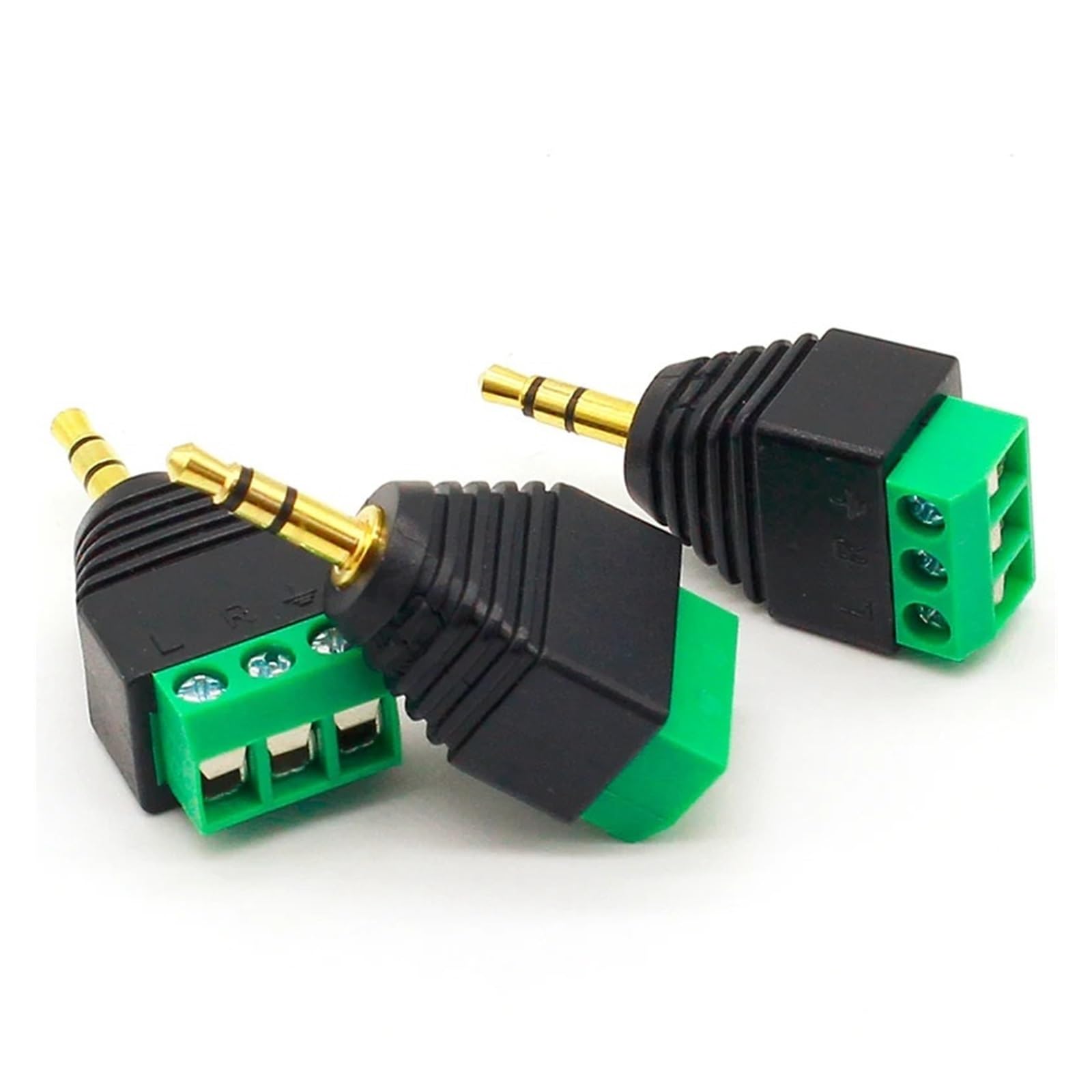 Conector de bloque de terminales de 3 pines y 3,5 mm estéreo macho a balun de vídeo con tornillo