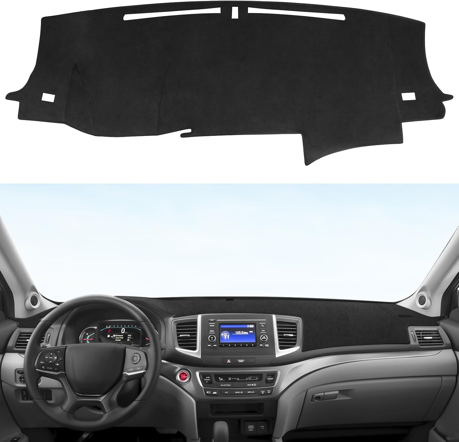 YOJOJOCO Dash Cover for Honda Pilot 2016-2022 & Ridgeline 2017-2025 & Passport 2019-2025 Accessories Flannel Dashboard Cover Dash Mat Center Console Cover Sunshield Protector Pad