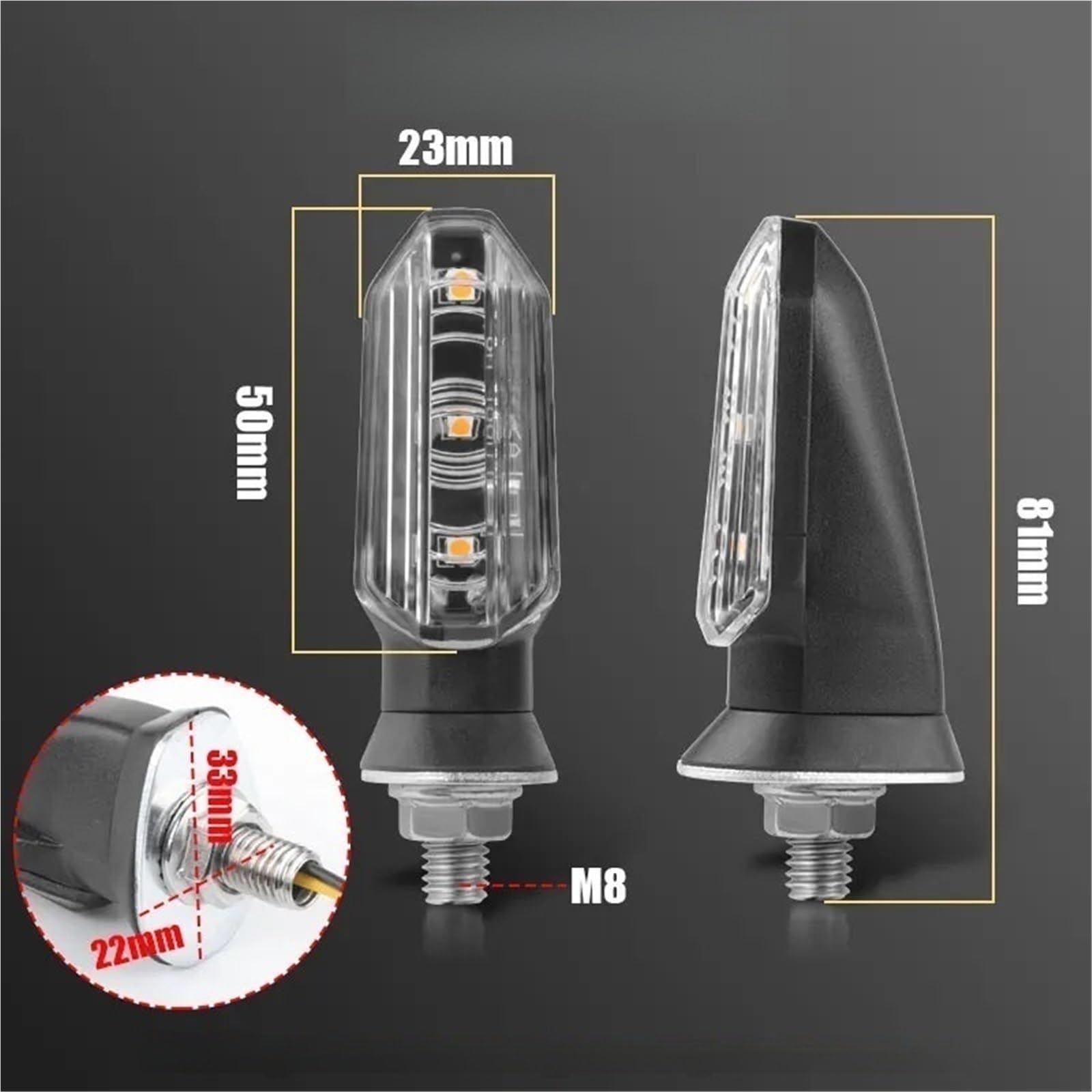 Luces señalización Luz De Señal Giro 8 Mm Para Motocicleta | Luz de señal de 8mm para motocicleta, lámpara indicadora intermitente de 12V(4pcs Smoked)