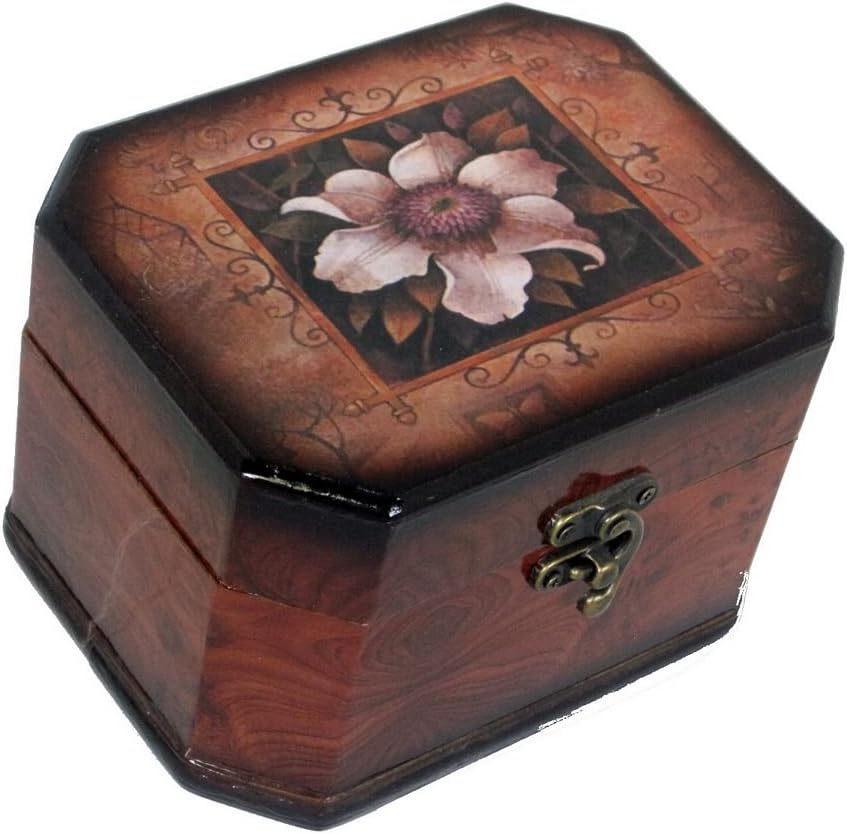 Discount Etnico WOODEN BOX DECORATED WITH FLOWER 10X16X12 CM