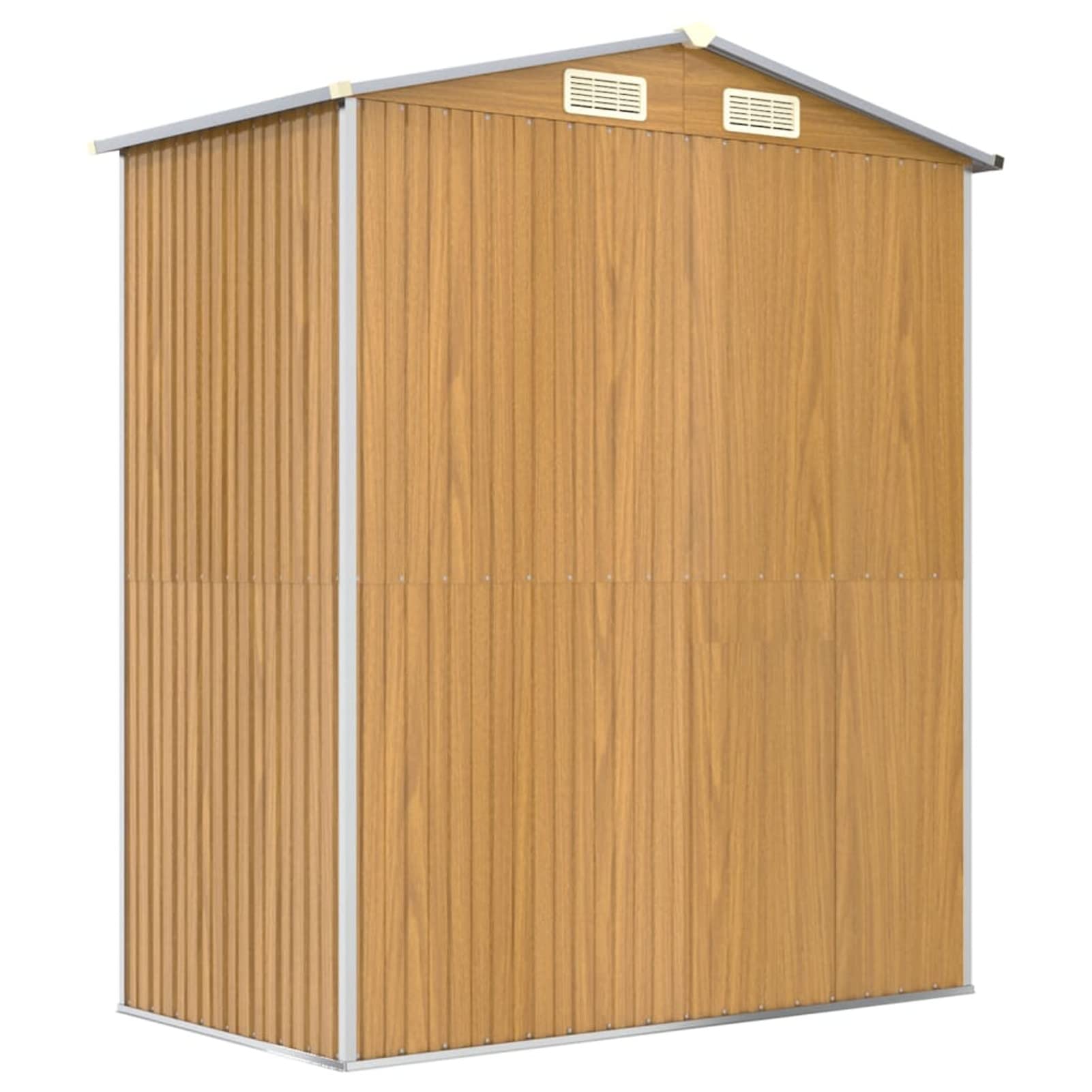 Casetta da Giardino, Capanno Attrezzi da Giardino, in Acciaio Zincato Marrone Chiaro 192x108x223 cm