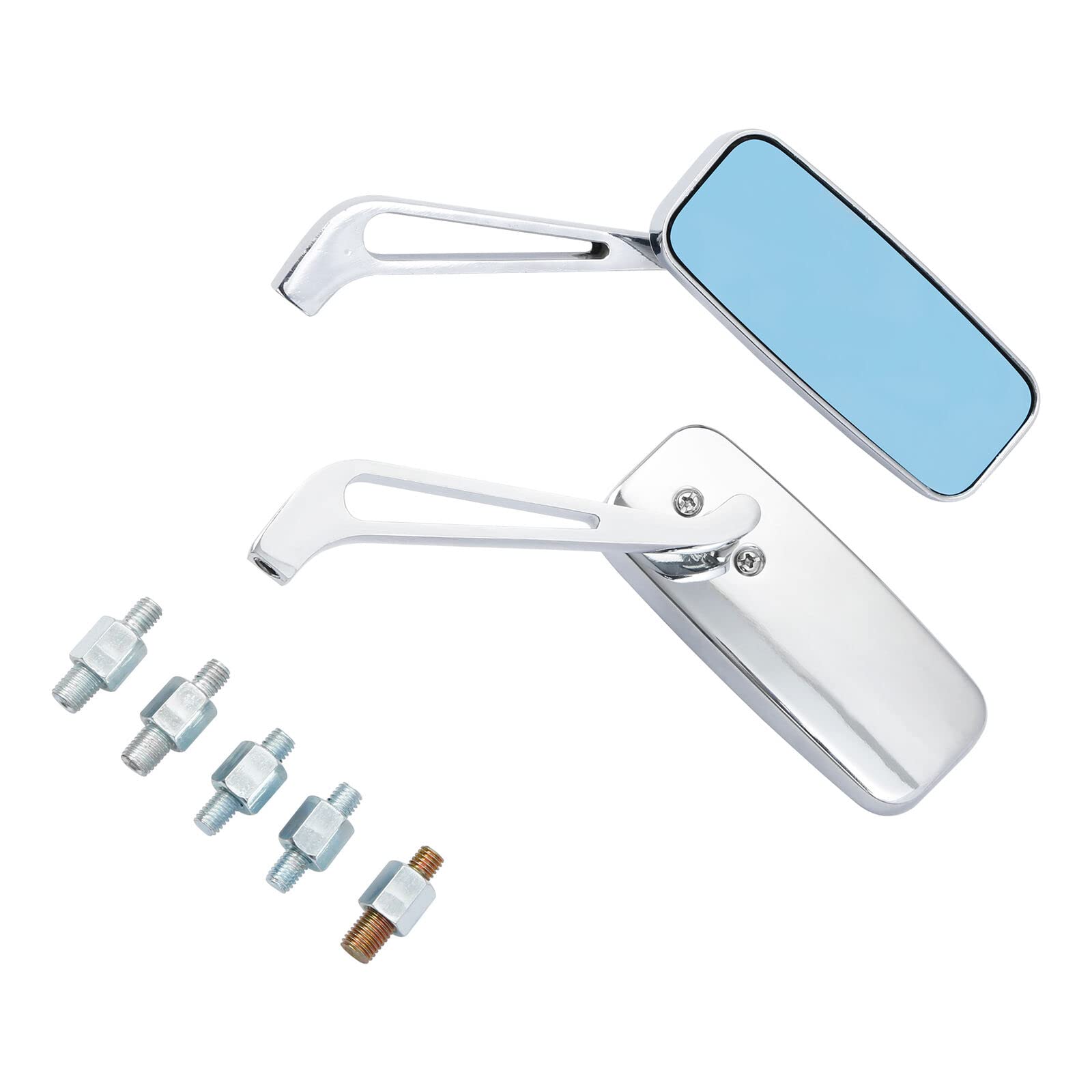 Rétroviseur moto universel 8mm et 10mm chrome pour custom et scooter