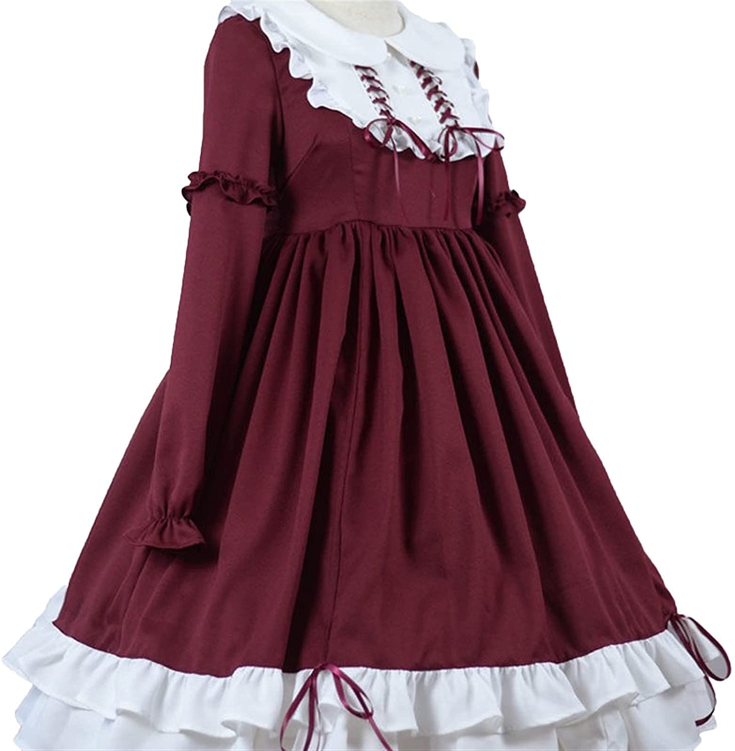 Robe Lolita douce kawaii gothique rouge vintage taille haute L pour femme
