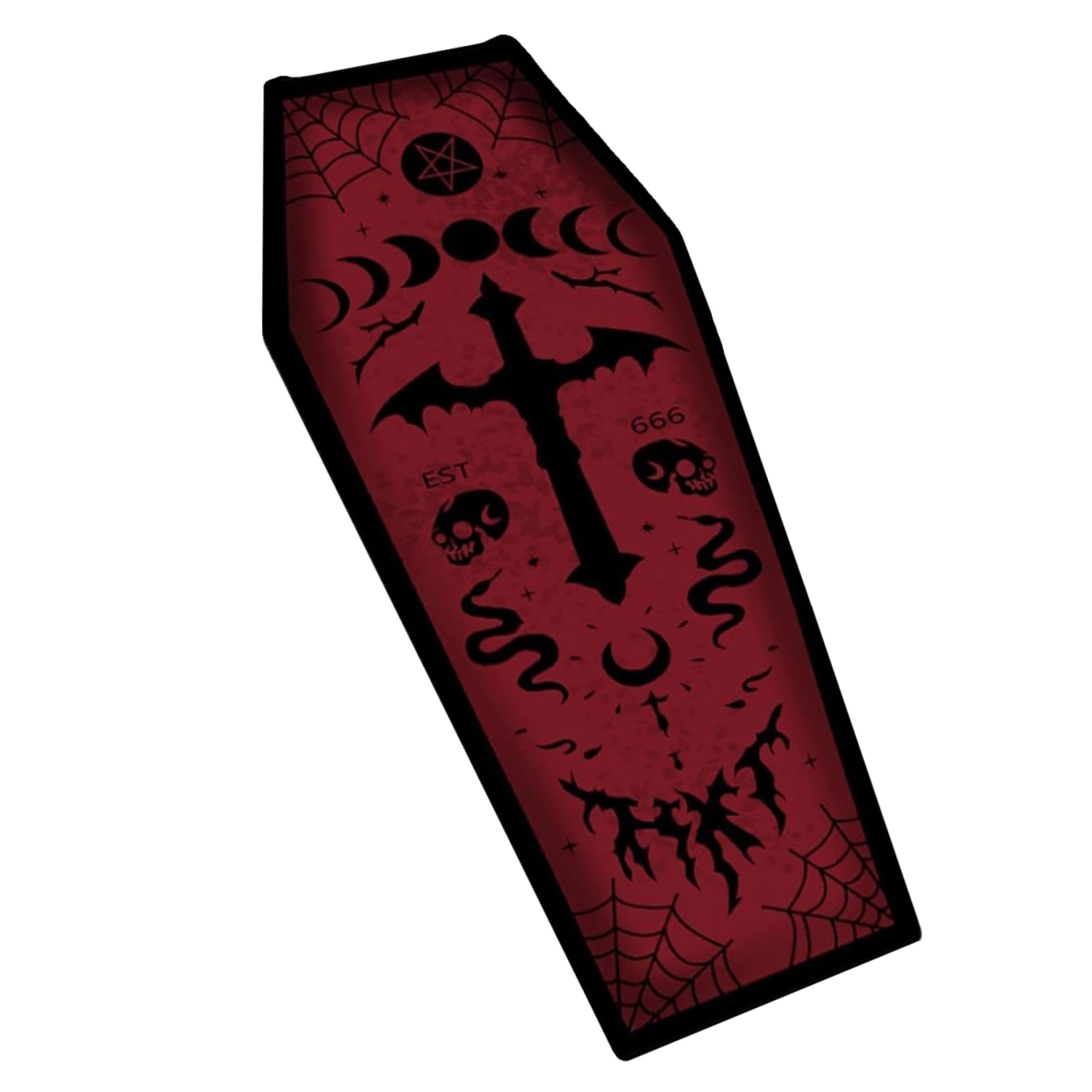 Tapis goth en forme de cercueil 129.5x50.8 cm pour salle de bain d'horreur antidérapant