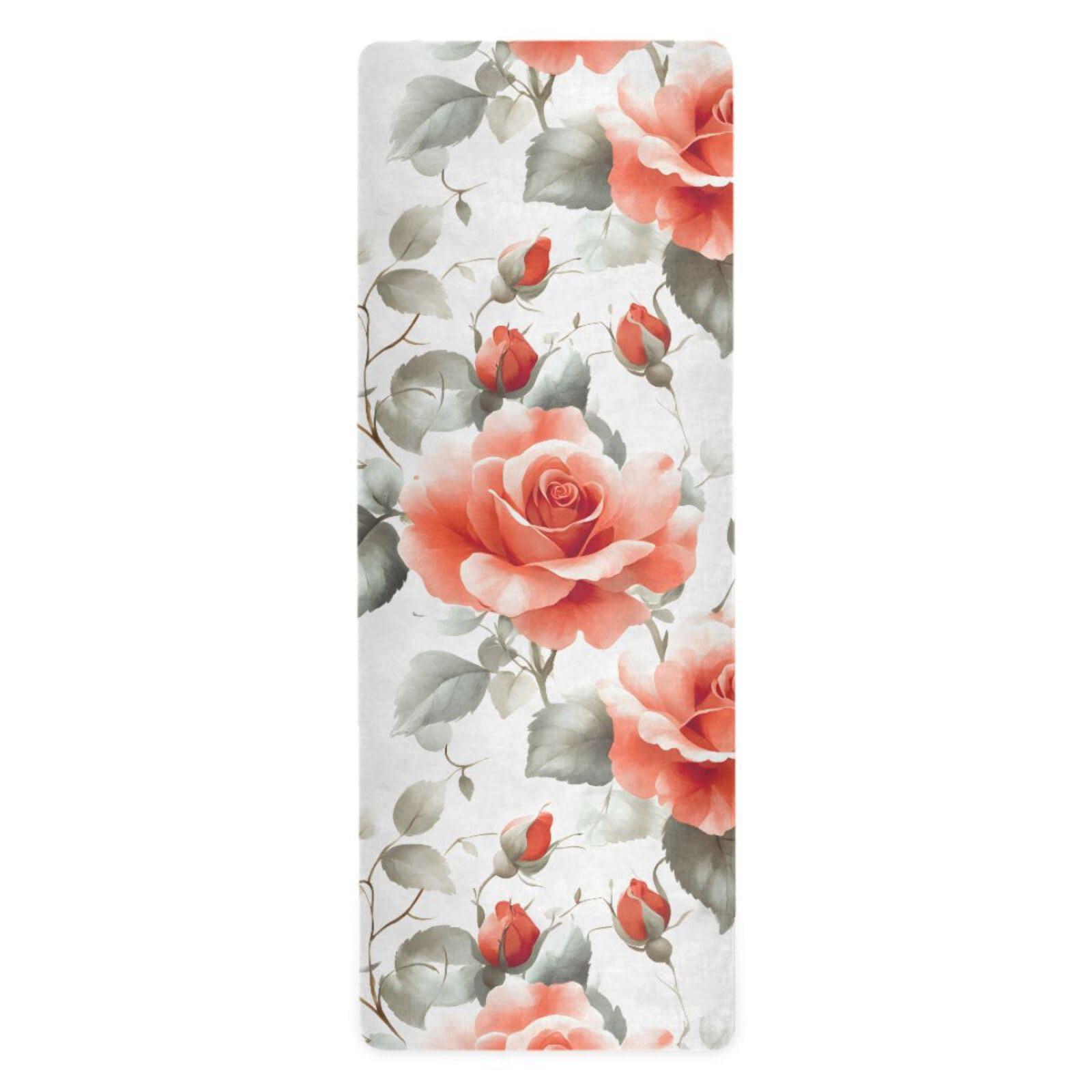 Roses Yoga Mat Non Slip Thick Kids Eco Friendly Rubber Workout Foldable Yoga Mat Women Exercise