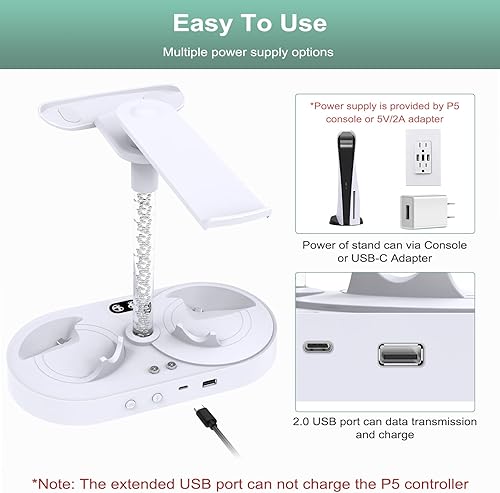 Miniatura 4 de FASTSNAIL Soporte de carga para Playstation VR2, auriculares verticales multifunción PS VR2 y controladores de sentido, estación de carga con 10
