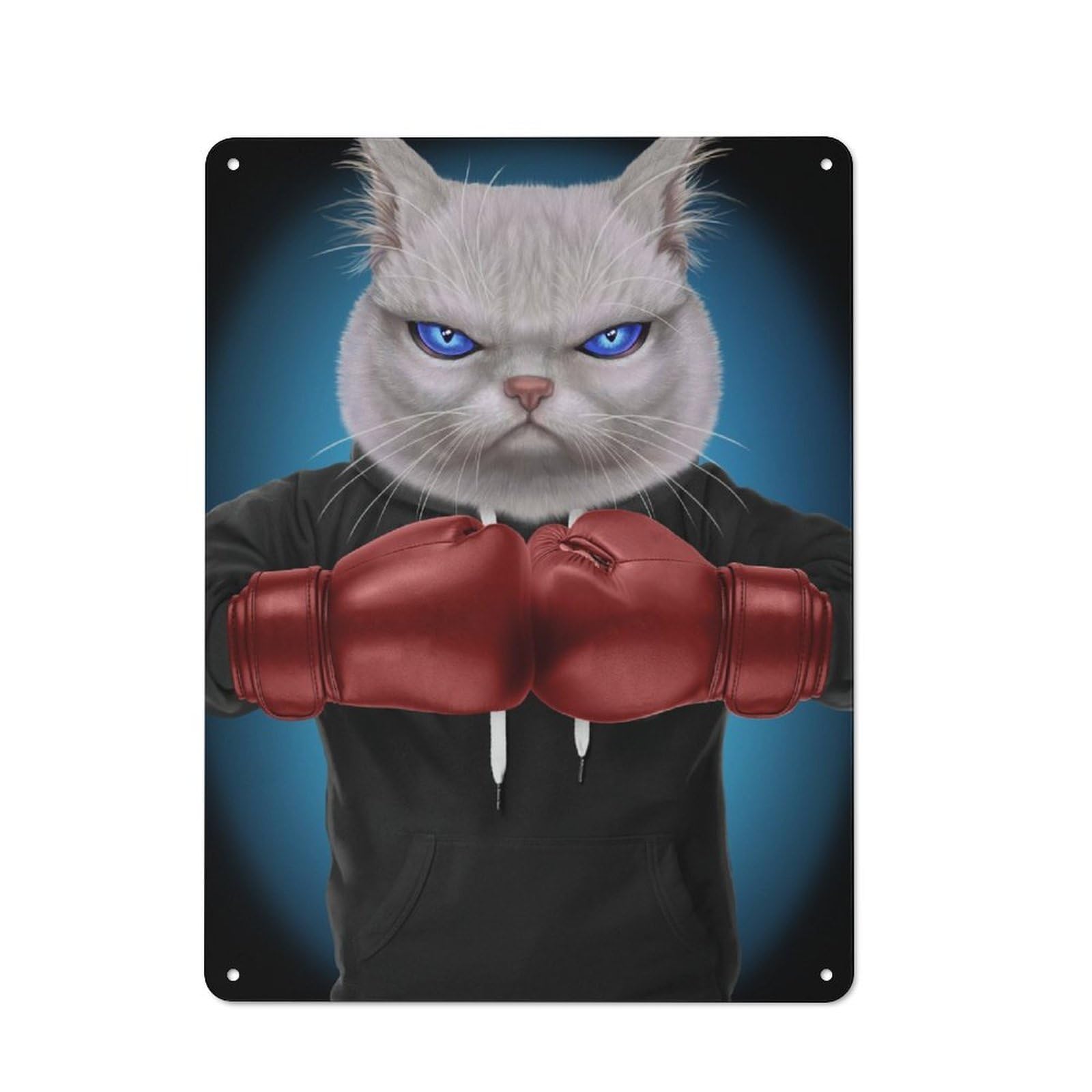 Junmoney Boxer White Cat Vintage-Inspired Tin Sign 40X30cm For Garage Or Workshop, For Garage, Workshop And Man Cave Decoration