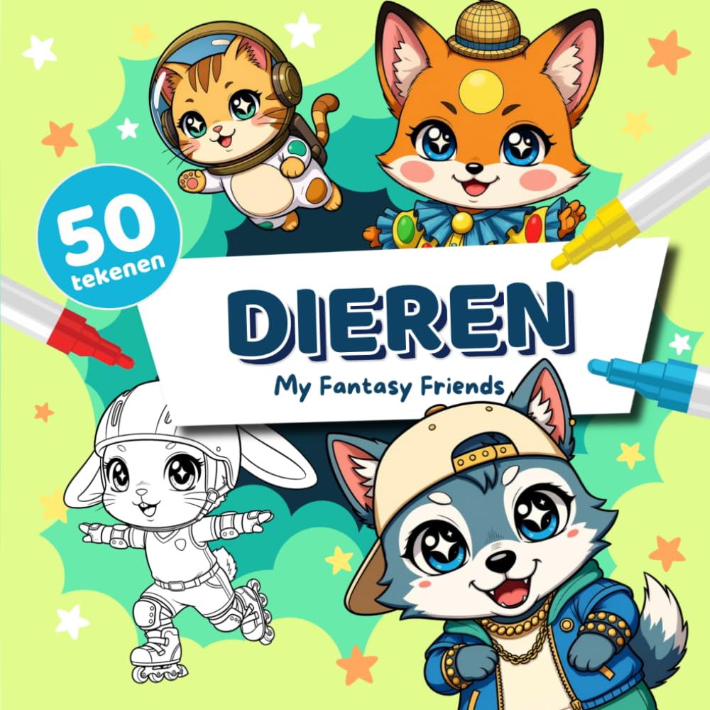 Kleurboek Dieren in Verkleedkleren voor Kinderen 5+ (My Fantasy Friends): 50 schattige dieren in kostuums: katten astronauten, dansende vossen, konijnen musketiers en meer