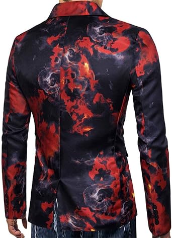 Cloudstyle Mens Suit Jacket Slim Fit Printed One Button Floral Casual Blazer Sports Coat