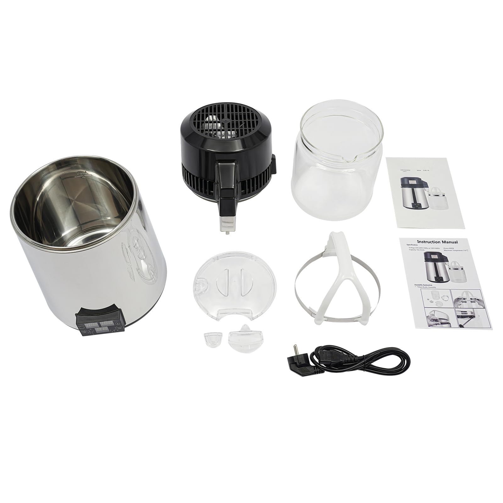 Wasserdestilliergerät 800W Edelstahl 4L Destillierer mit Automatischer Abschaltung