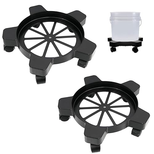 CNQLIS Carrito de cubo de 5 galones con 5 ruedas giratorias giratorias, 75 libras, ruedas de cubo de lavado de autos sin puntas ni derrames para