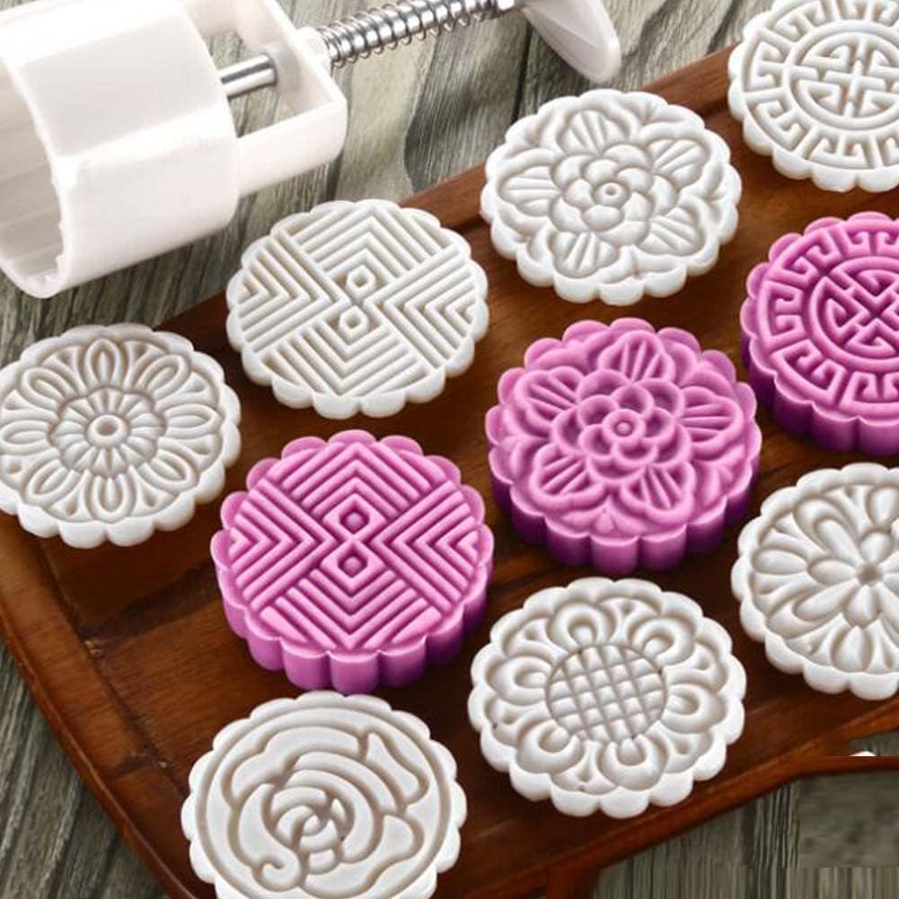 8 Stamps Plastic Baking Molds Mid-Autumn Festival Moon Cake Mold Chinese Traditional Small Cake Mold, 75G