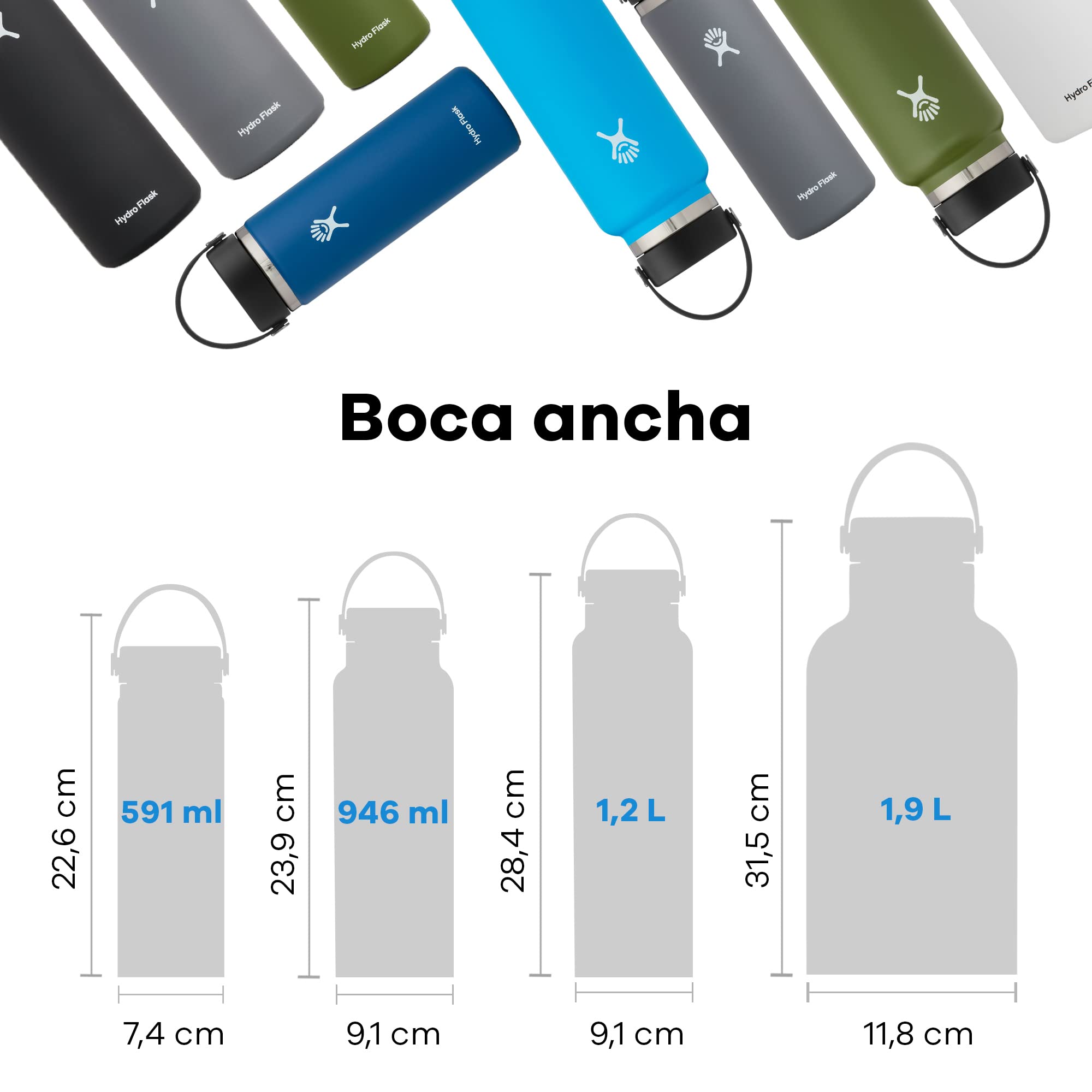 Hydro Flask - Wide Mouth - Botella de Agua 946 ml (32 oz) - Acero Inoxidable con Aislamiento al Vacío y Tapa a Prueba de Fugas y Revestimiento en Polvo - Wide Mouth - Lupine