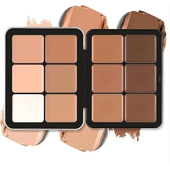 12 Colours Cream Concealer Palette Durable Smudge-proof and Blendable Full Coverage Natural Matte Cream Contour Colour Correction Concealer Face Makeup Palette Cruelty-Free #E