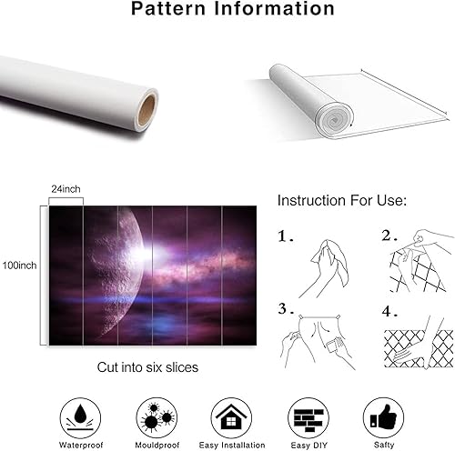 Miniatura 6 de Wall Murals Wallpaper Peel and Stick Bathroom Removable Wallpaper for Bedroom Space 3D Self Adhesive Wall Stickers Decals