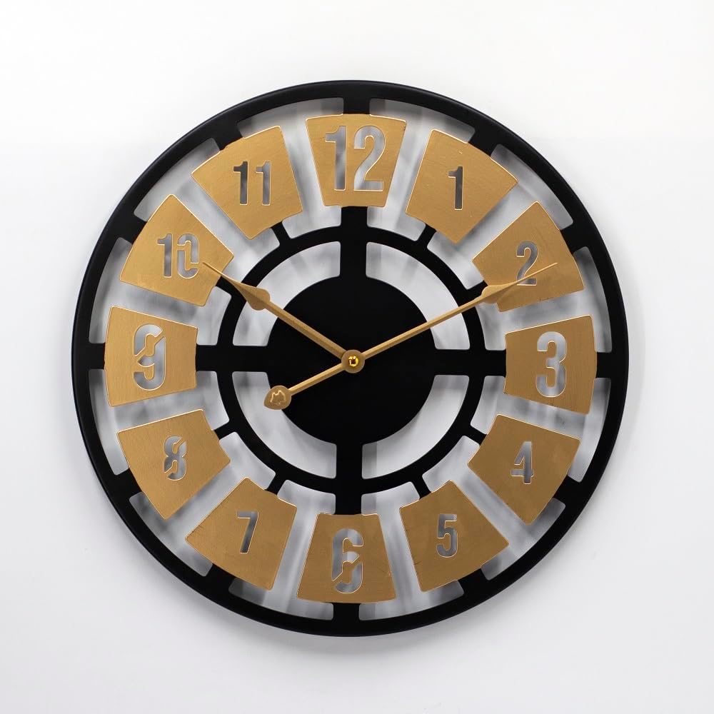 16 inch Metal Wall Clock for Living Room Decor - Large Wall Clock for Kitchen - Big Wall Clock Decorative - Metal Wall Art - Analog Quiet Clock for Bedroom, Home, Kitchen, Office, Wall Decor