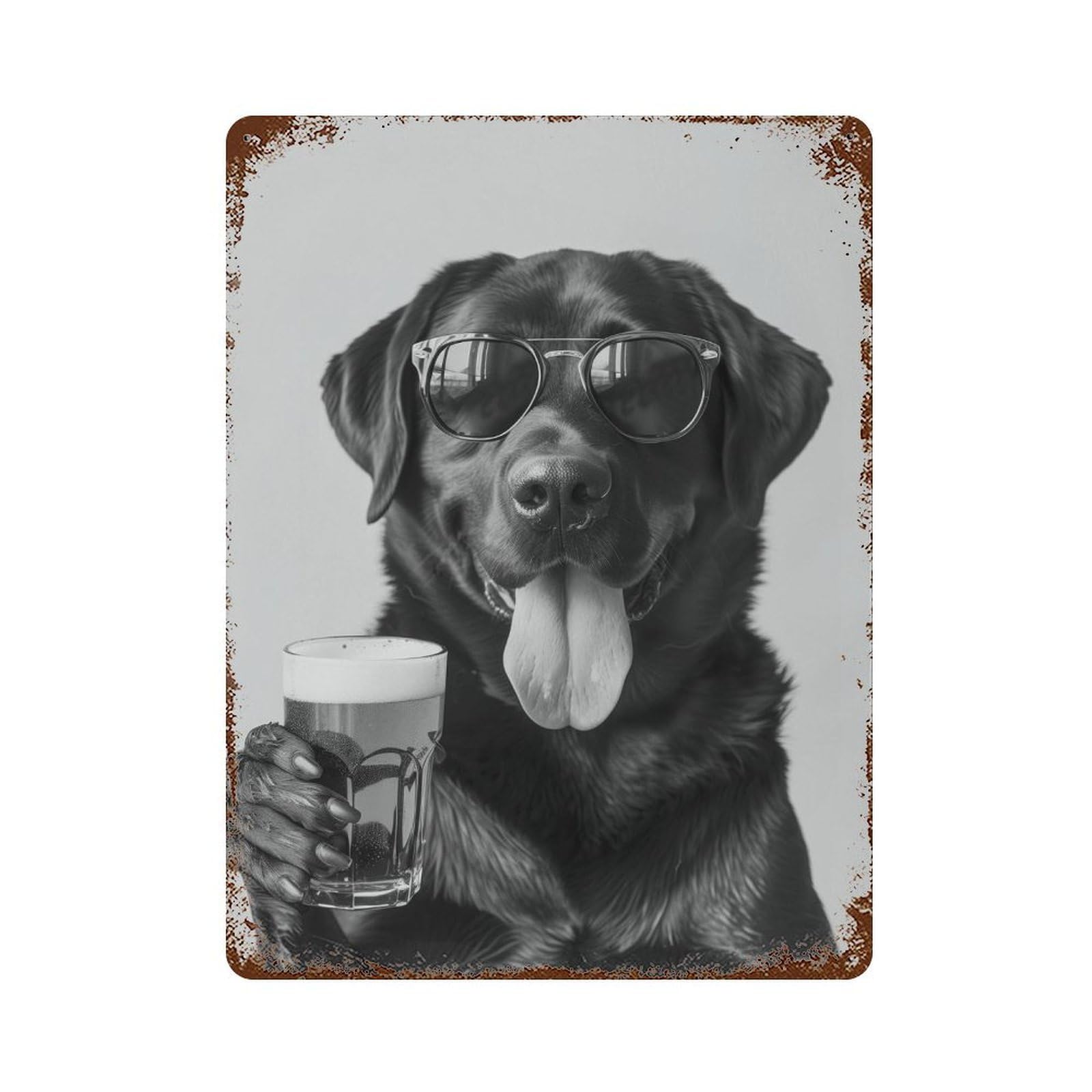 xiaoxiaoshen Black Lab Drinking Beer Pint Wall Decor Art Metal Tin Poster Modern Home Decor Art Home Bar Shop Decorations Vintage Sign 40x30cm