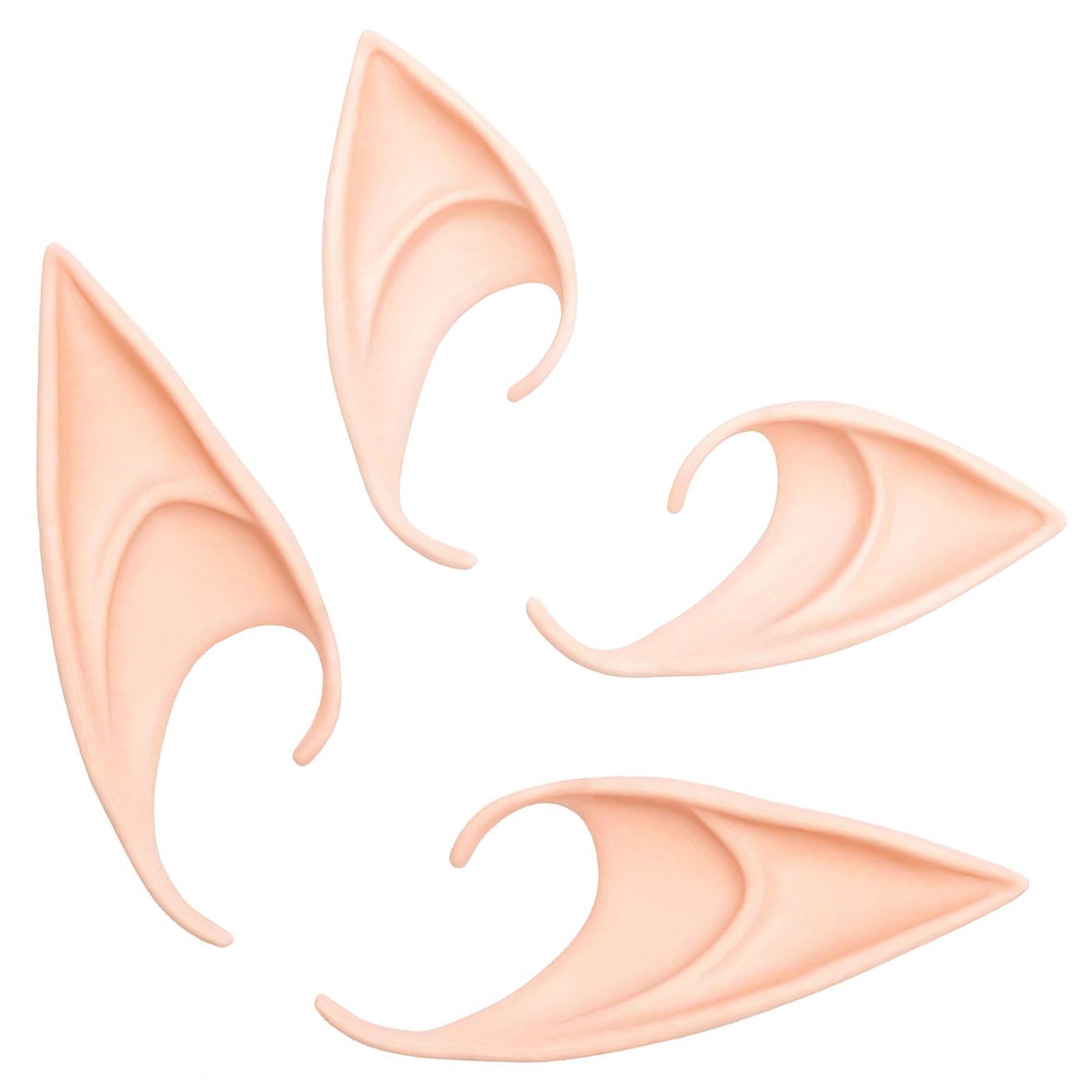 ZeriLion 2 Pairs Soft Elf Ears for Cosplay, Pointed Fairy Ear Tips for Adults